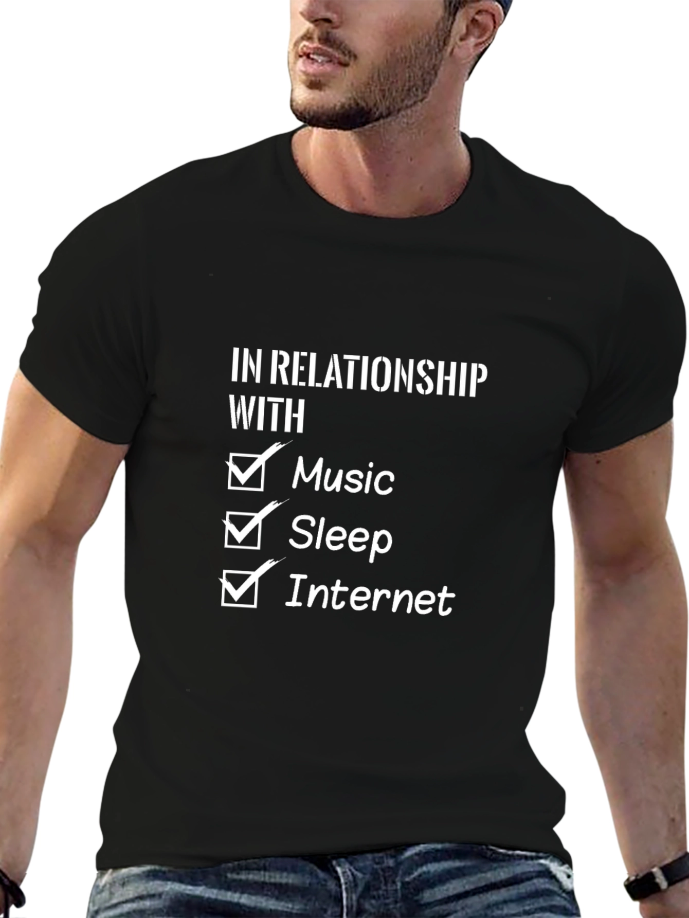 In Relationship With: Music Sleep & Internet T-Shirt
