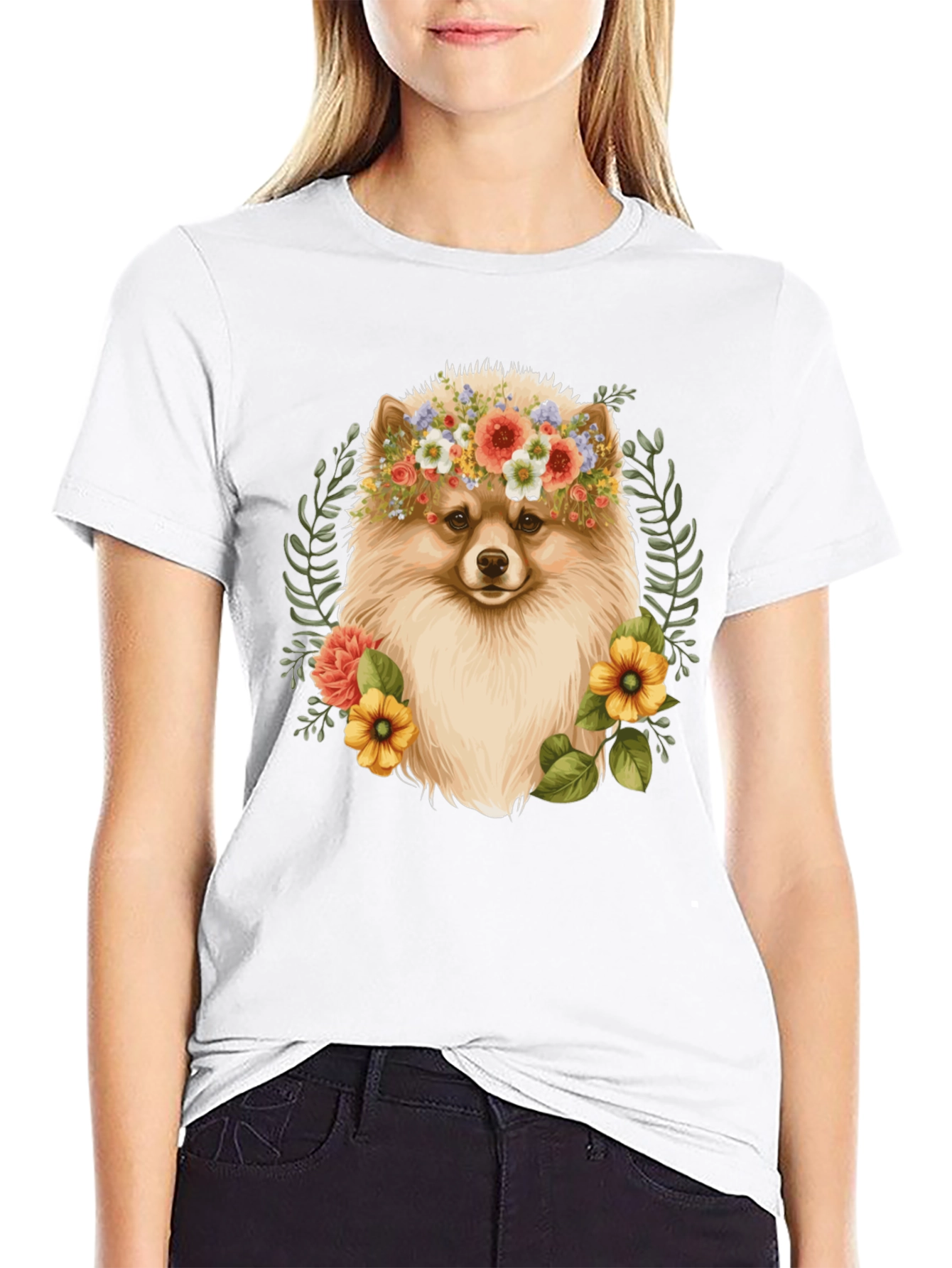Dog Floral Crown T-Shirt