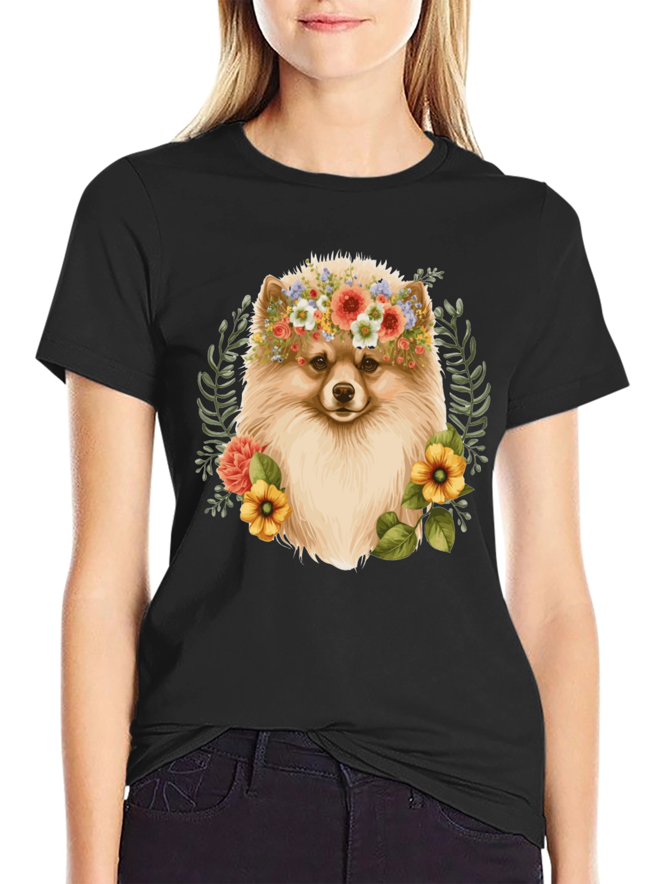 Dog Floral Crown T-Shirt
