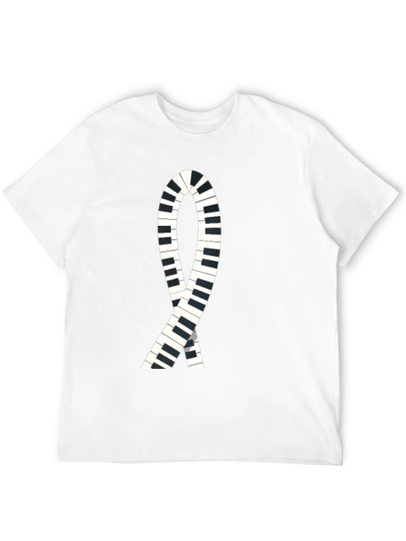 Piano Keys Ribbon Graphic Tee - Music Lover T-Shirt