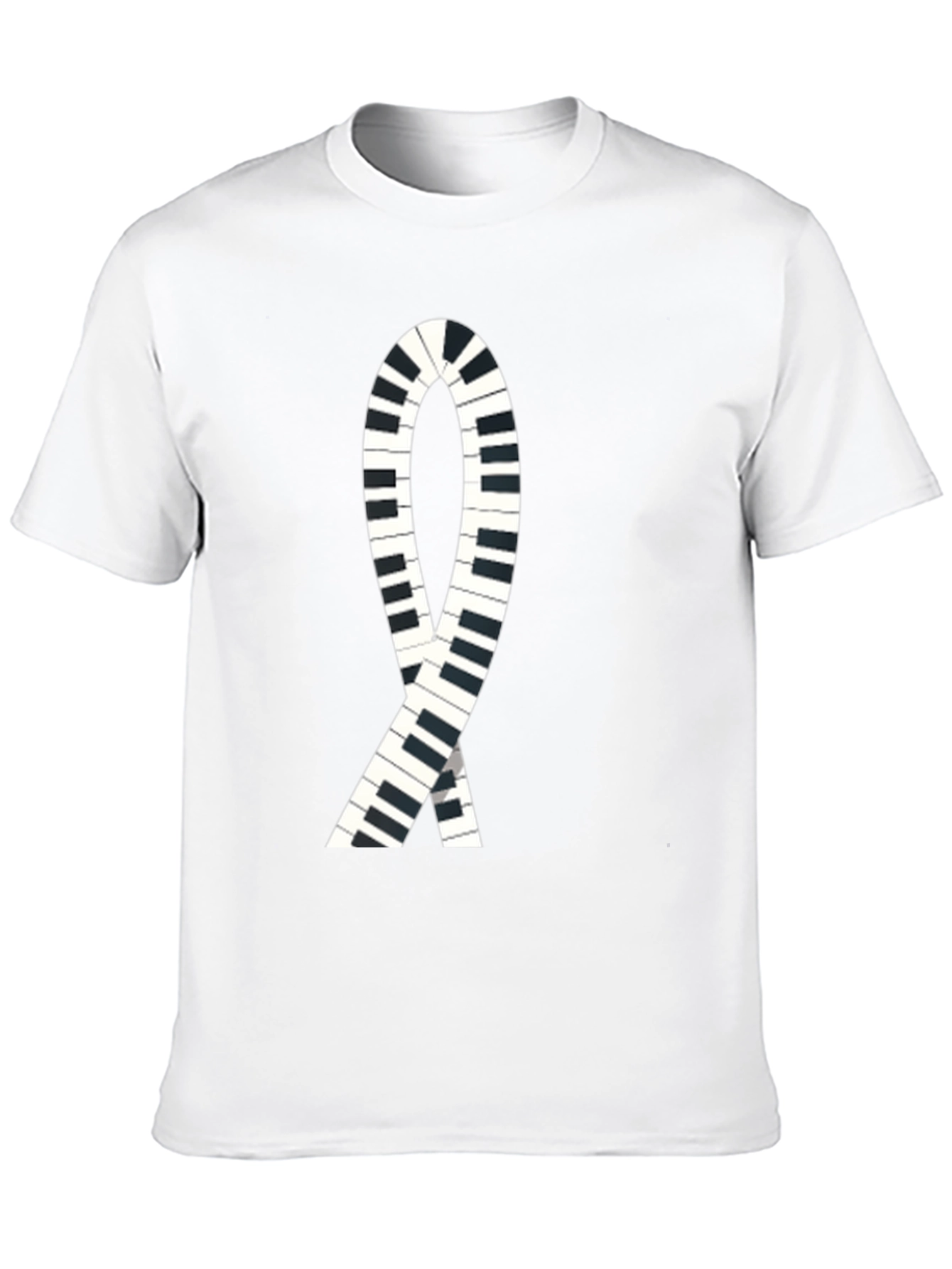 Piano Keys Ribbon Graphic Tee - Music Lover T-Shirt