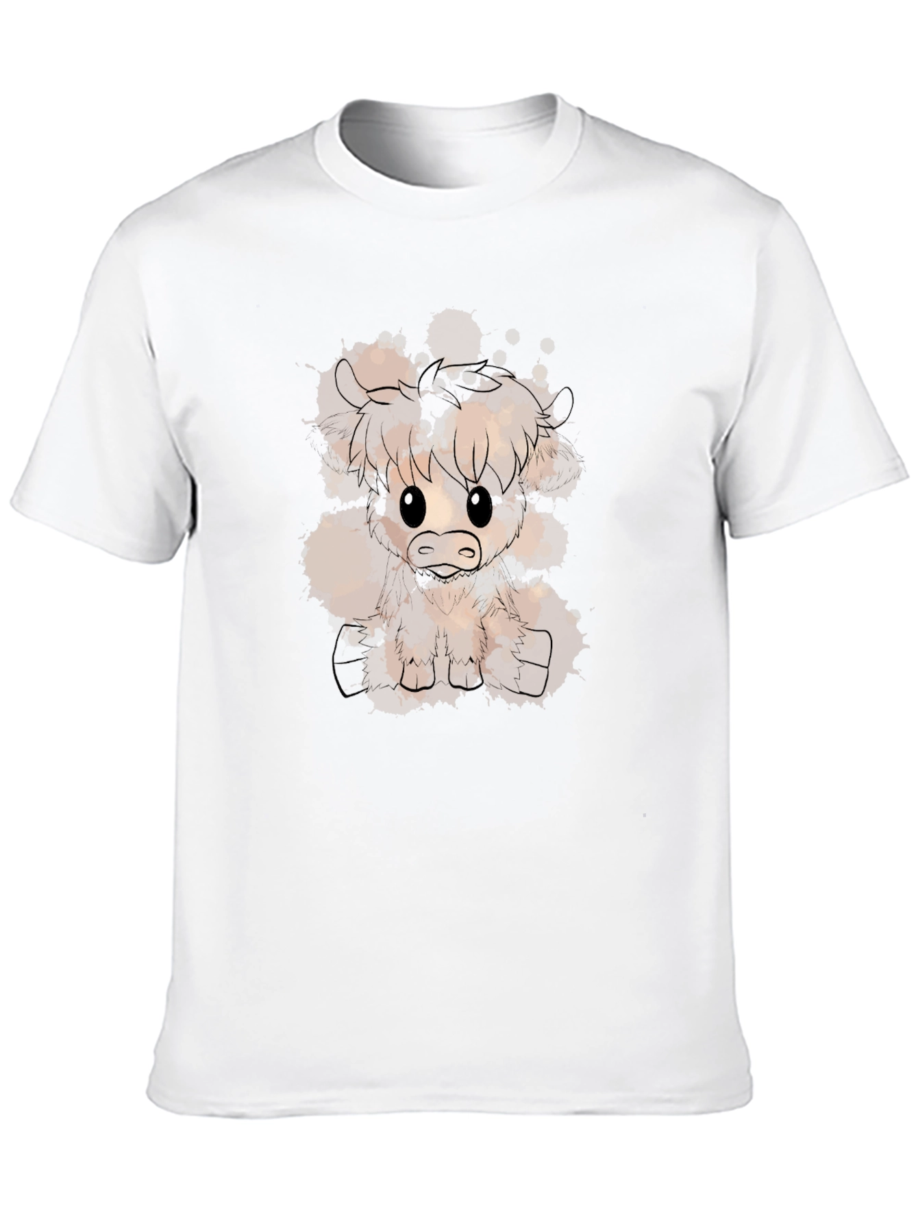 Cute Highland Cow Art T-Shirt - Black
