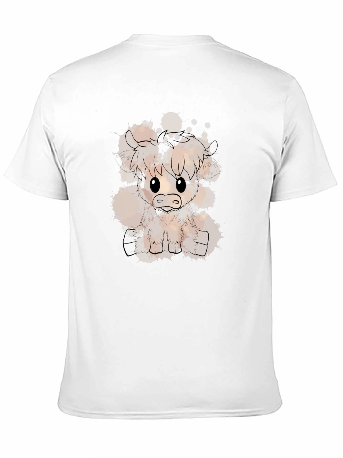 Cute Highland Cow Art T-Shirt - Black