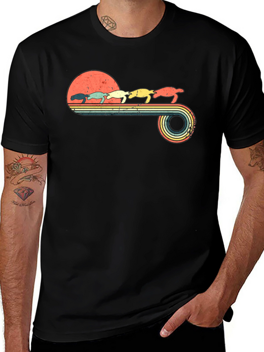 Retro Turtle Sunset T-Shirt - Eco-Friendly Design