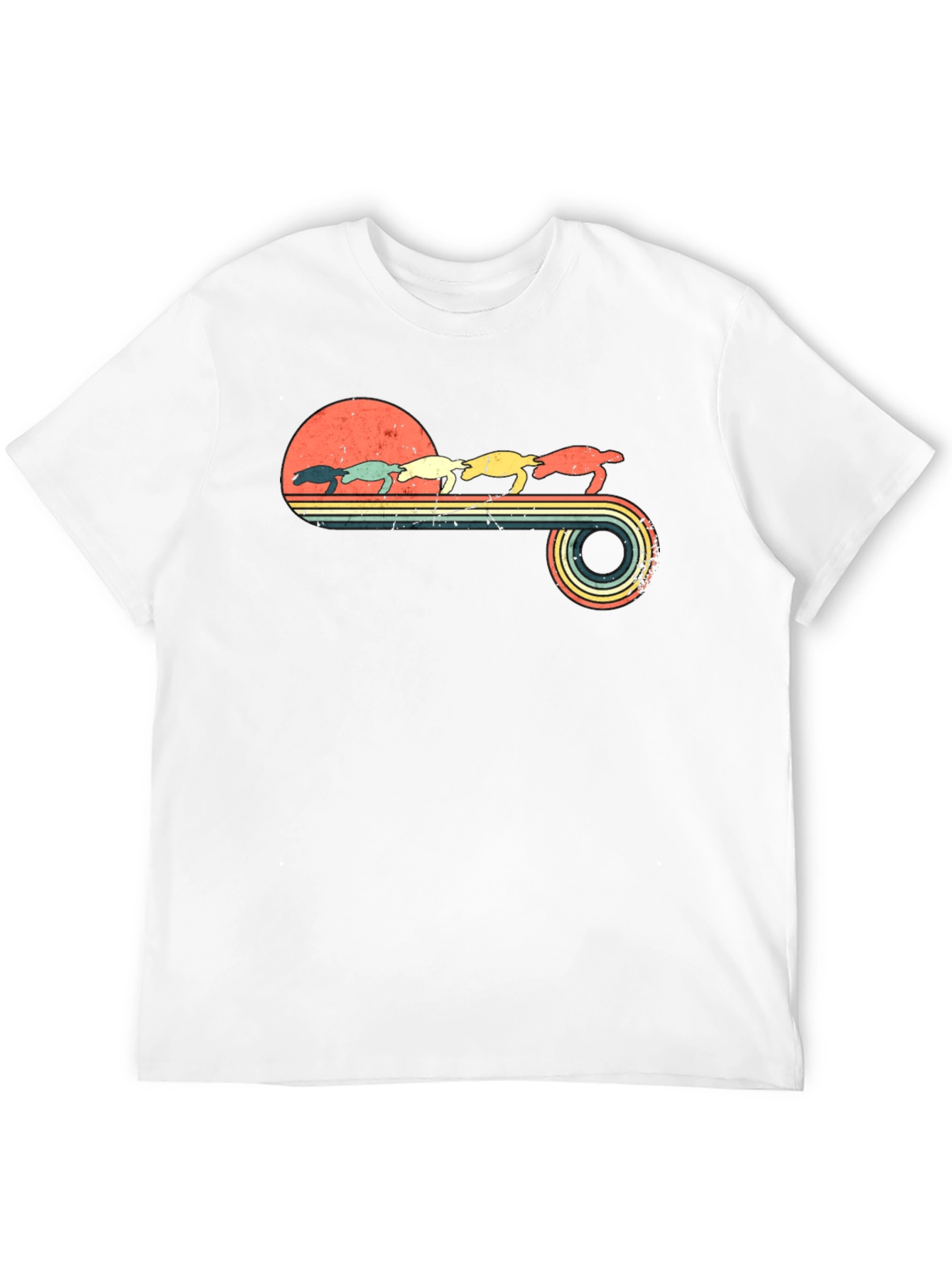 Retro Turtle Sunset T-Shirt - Eco-Friendly Design