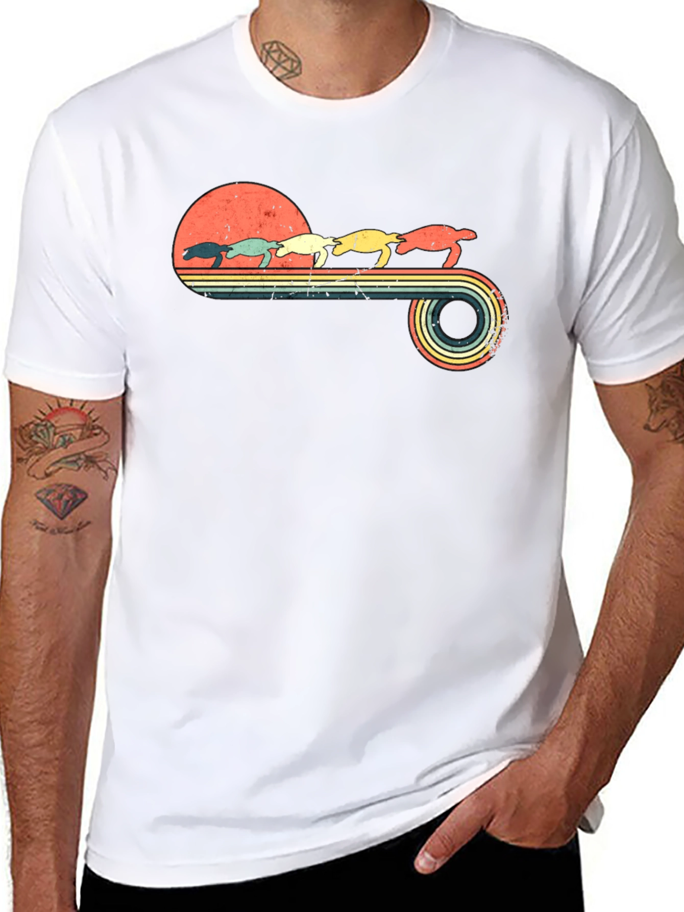 Retro Turtle Sunset T-Shirt - Eco-Friendly Design