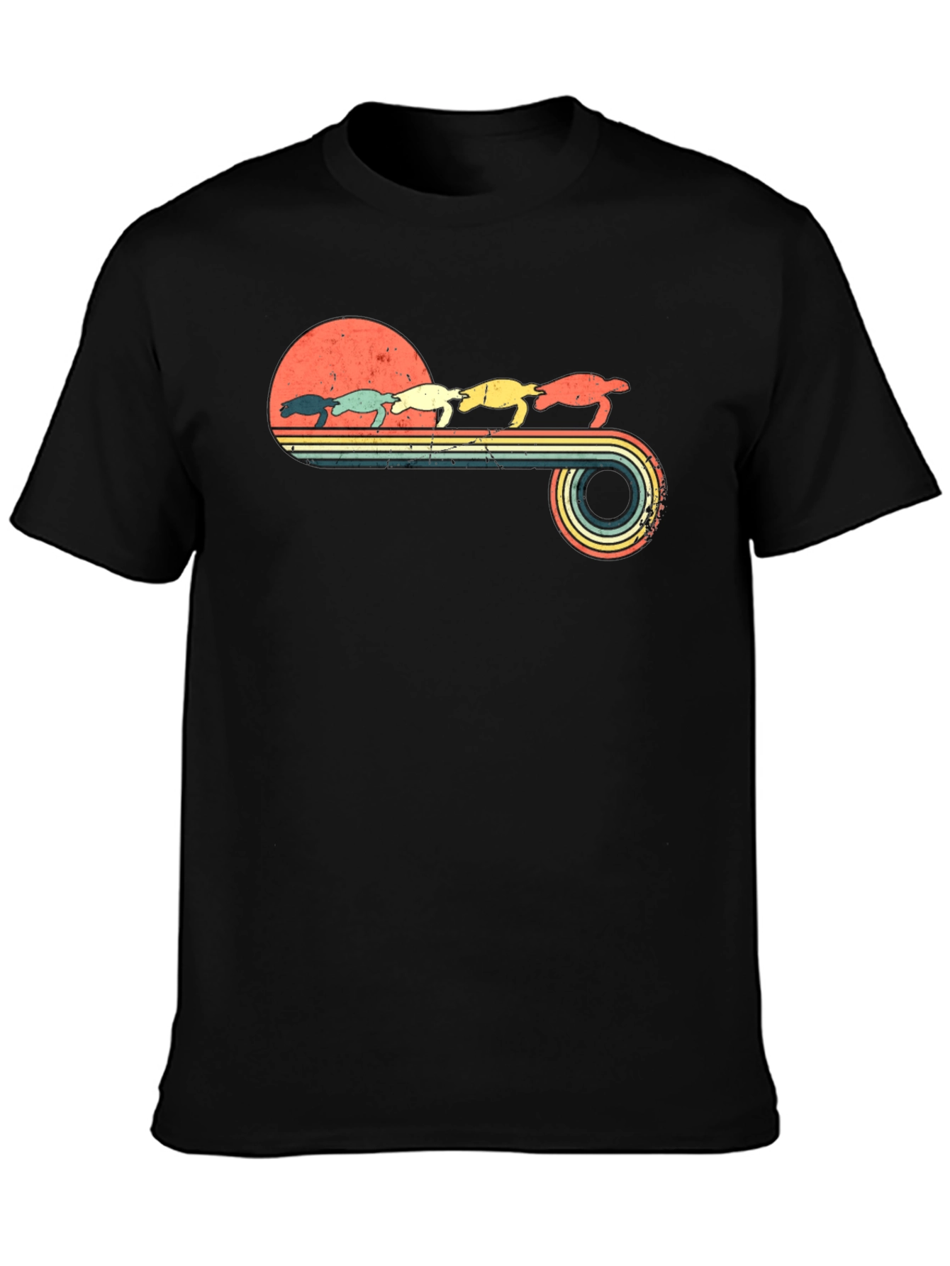 Retro Turtle Sunset T-Shirt - Eco-Friendly Design