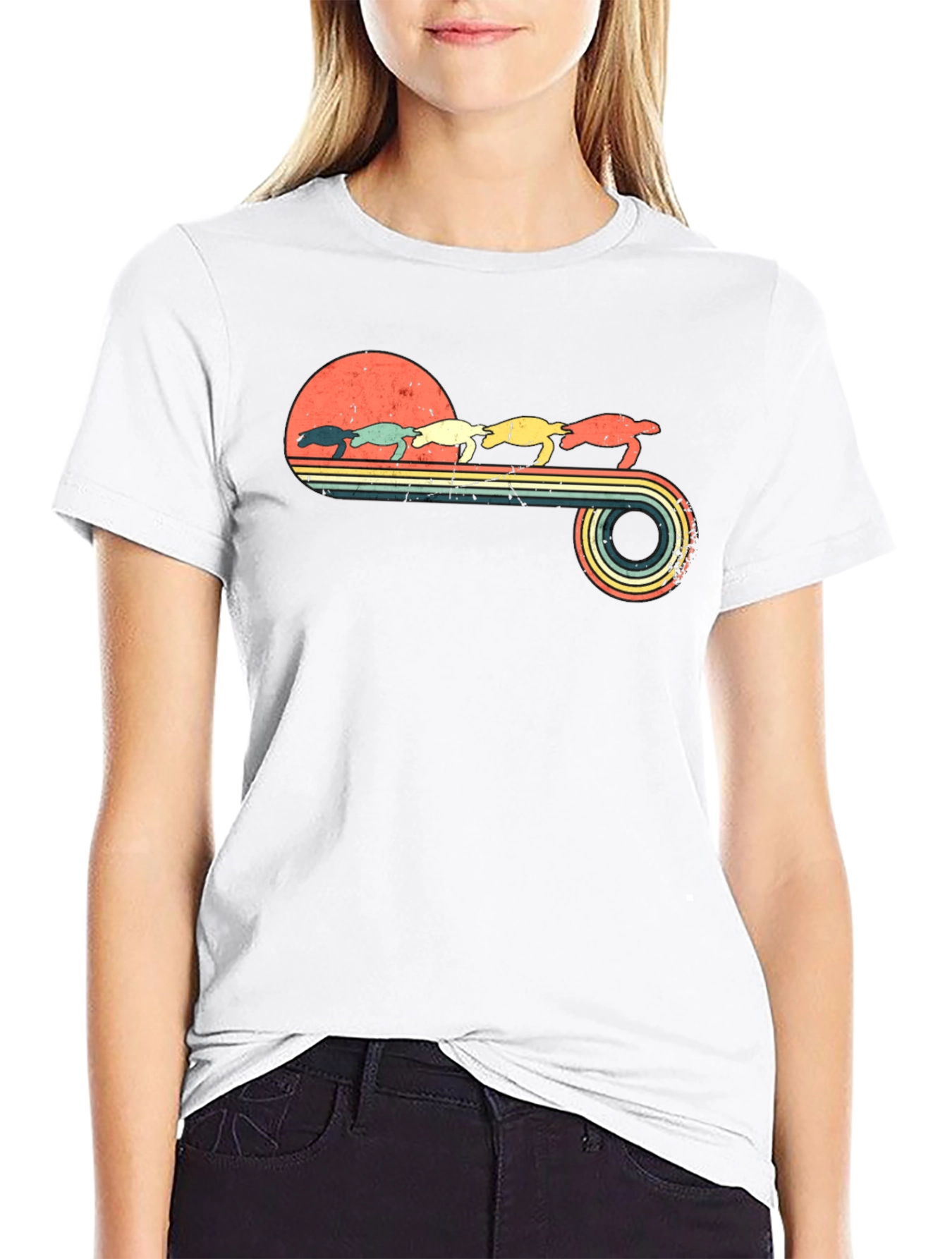 Retro Turtle Sunset T-Shirt - Eco-Friendly Design