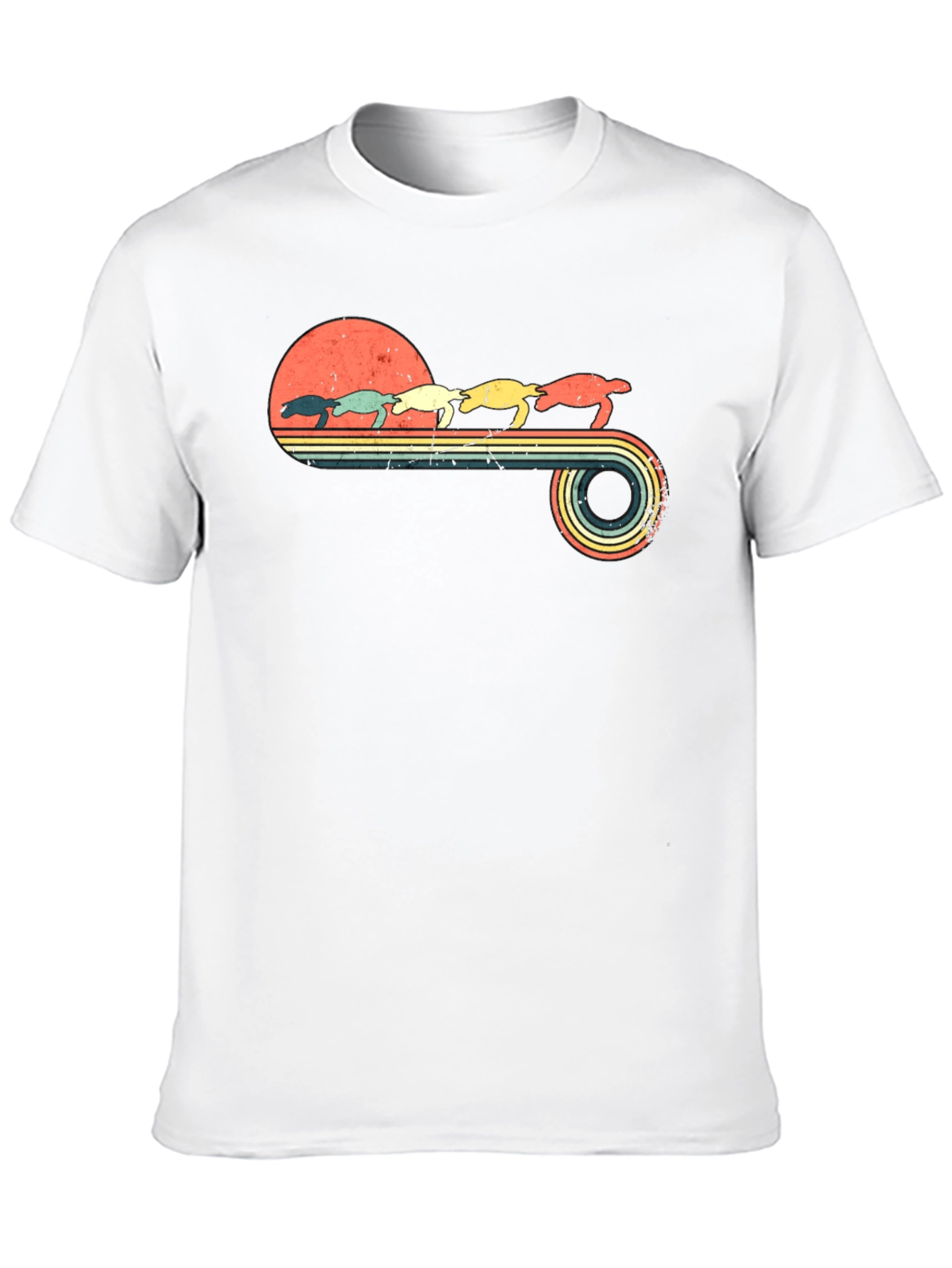 Retro Turtle Sunset T-Shirt - Eco-Friendly Design
