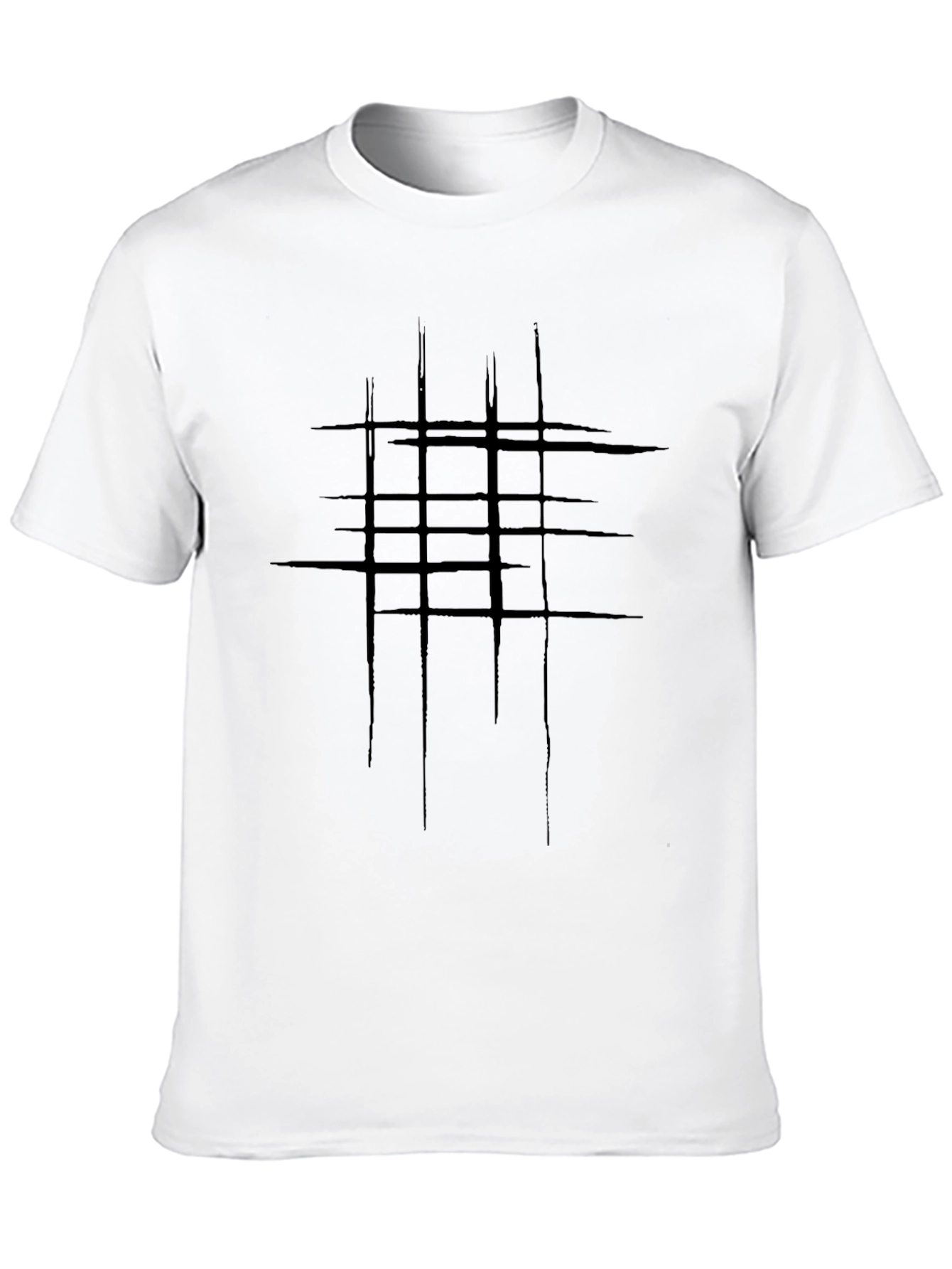 Mens Black Graphic Tee - Abstract Line Design