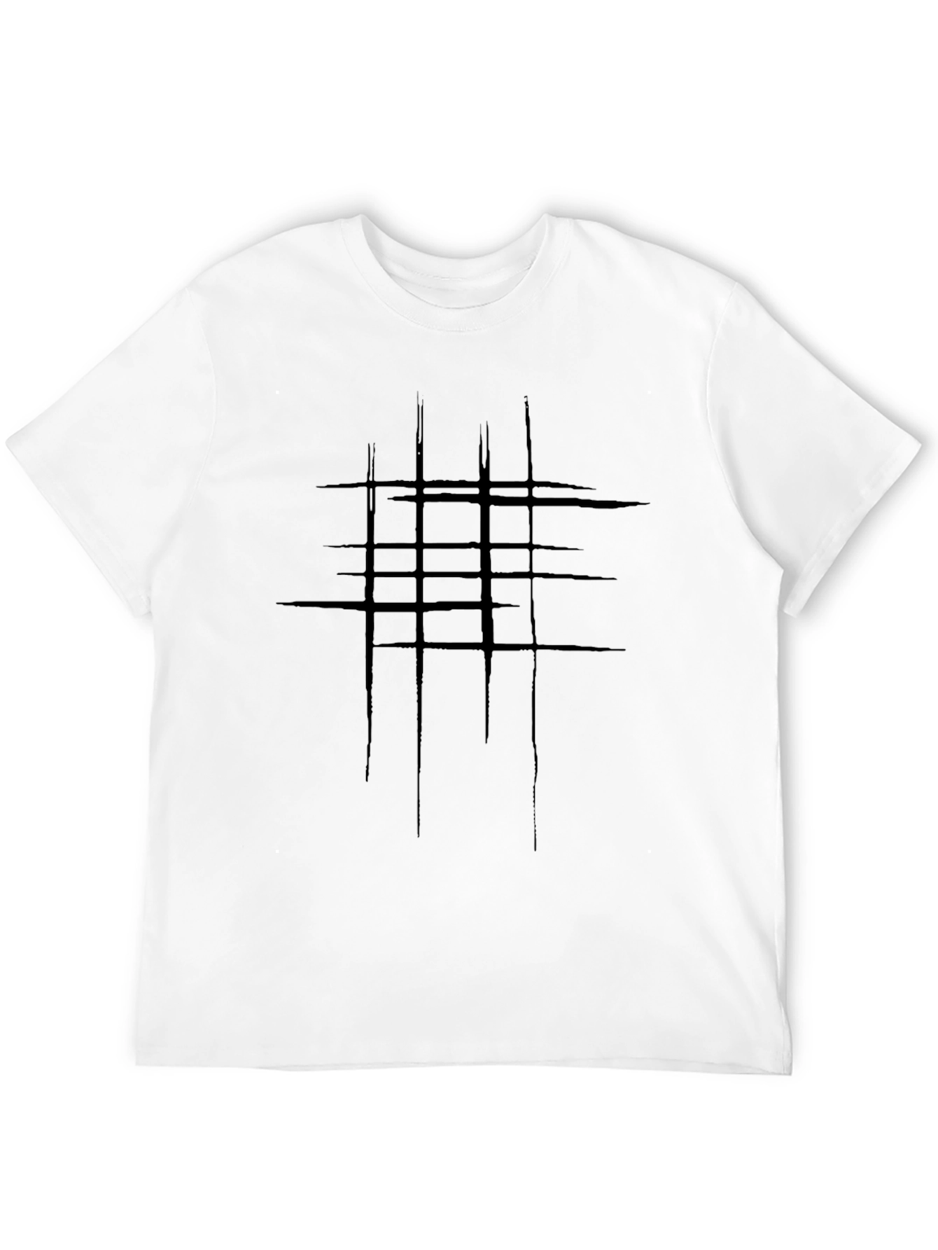 Mens Black Graphic Tee - Abstract Line Design