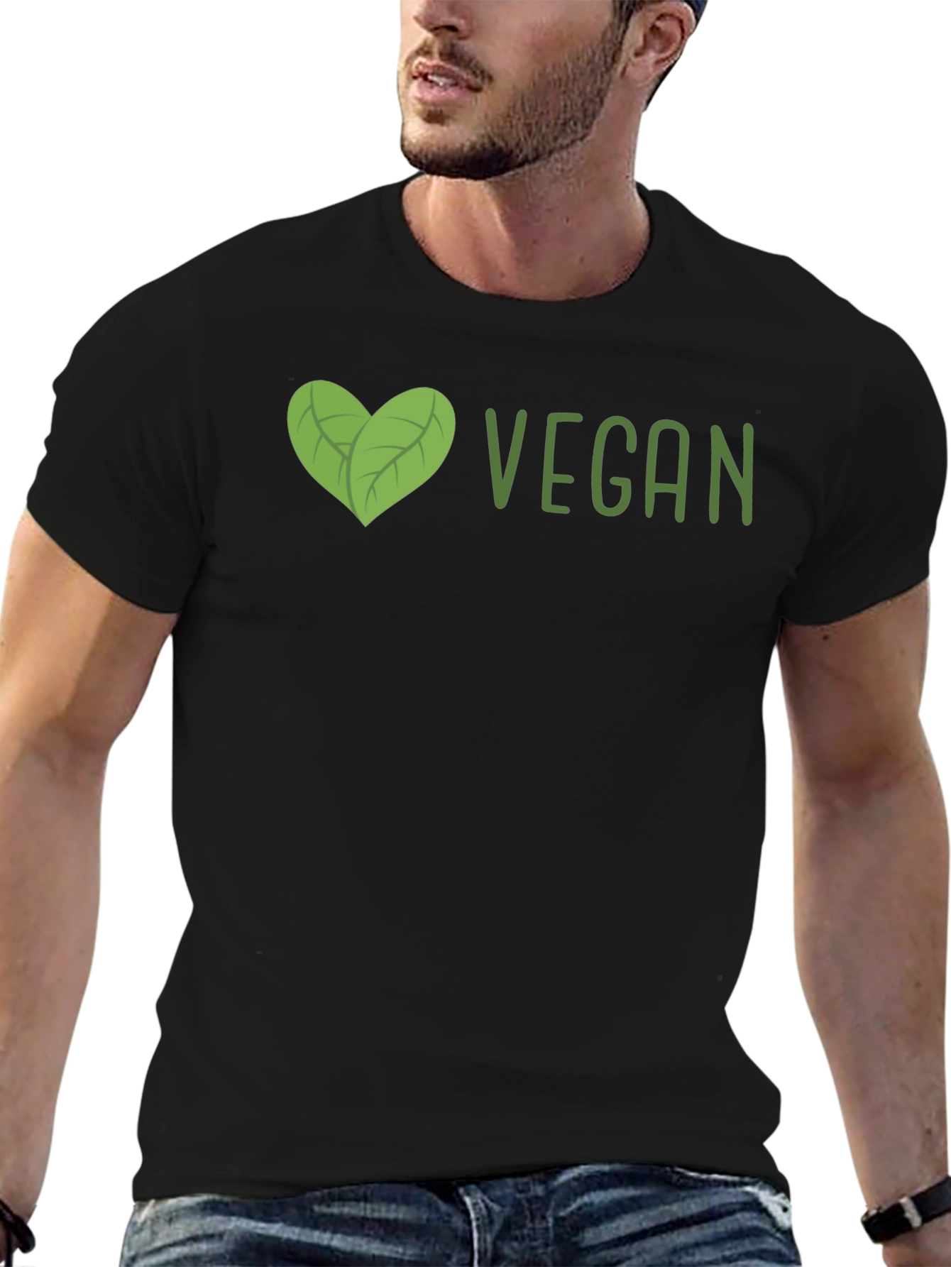 Vegan Heart Graphic T-Shirt - Unisex Black Tee