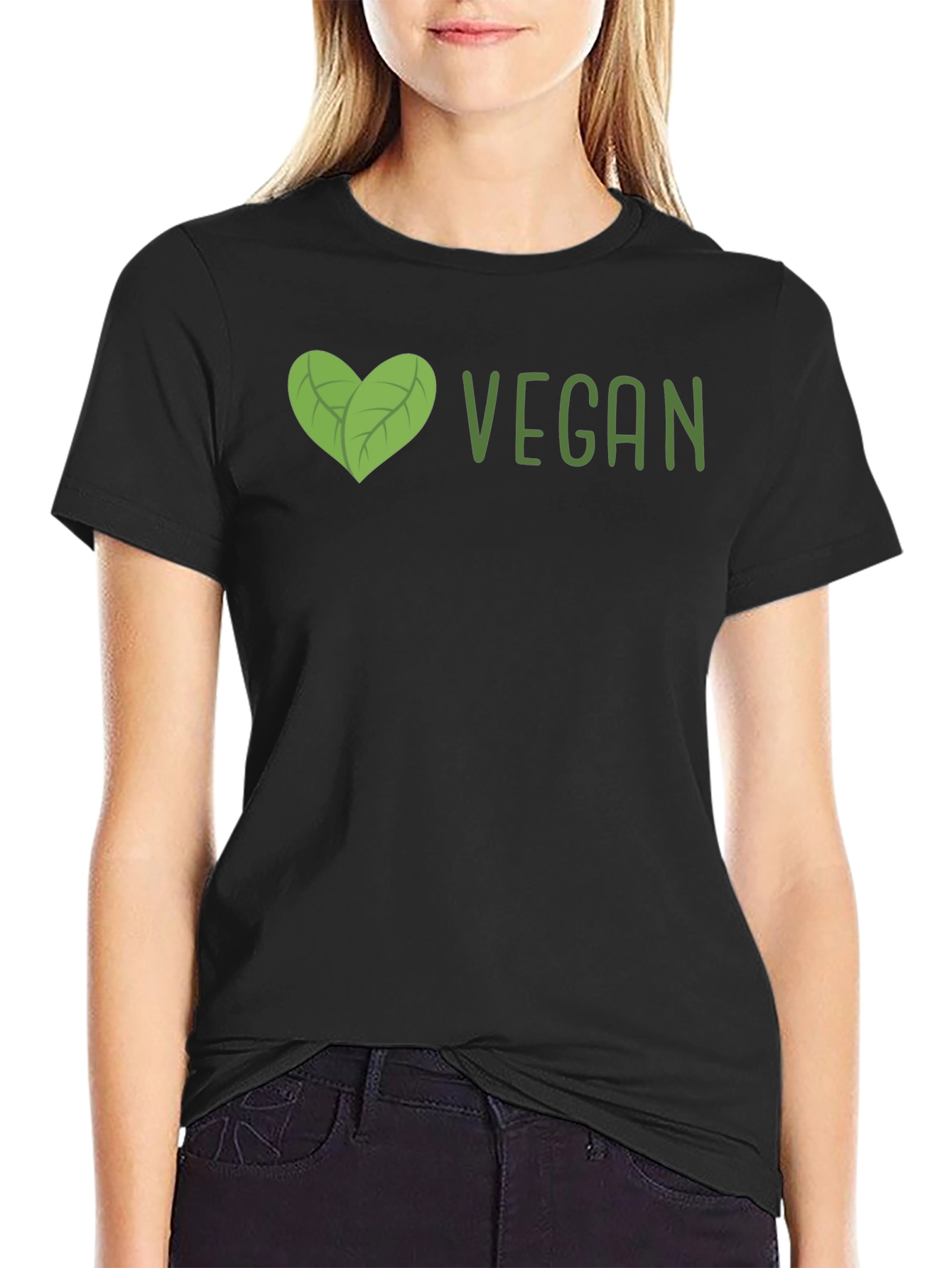 Vegan Heart Graphic T-Shirt - Unisex Black Tee