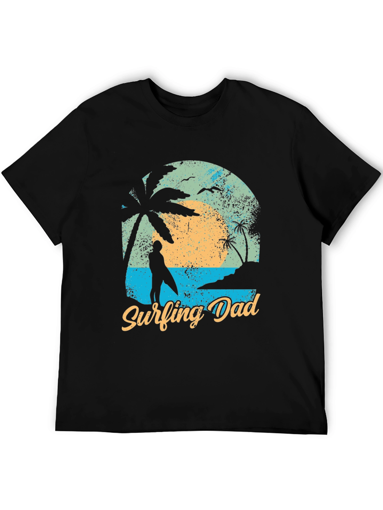 Surfing Dad Black Graphic Tee