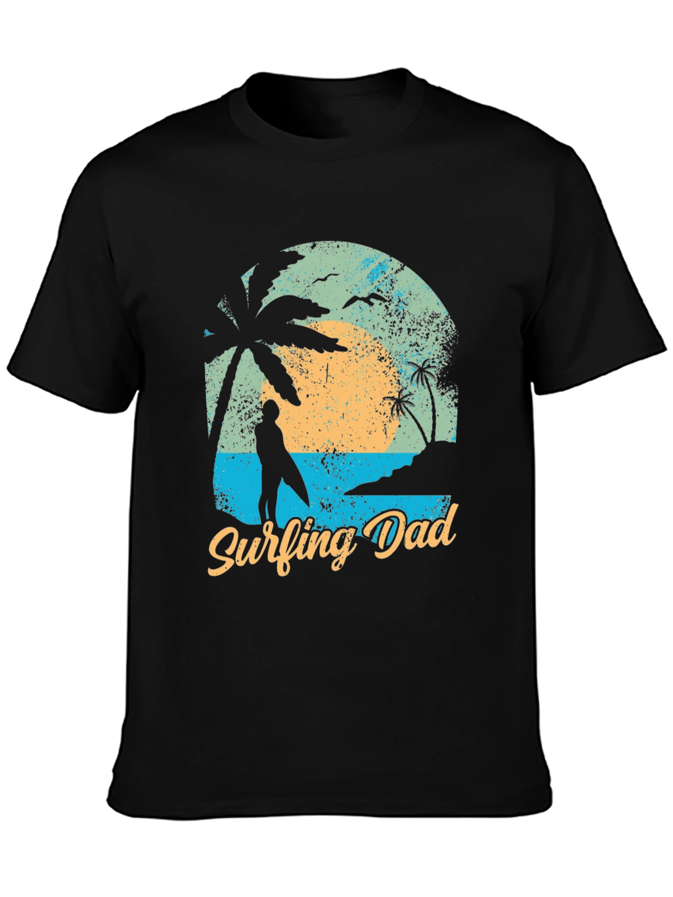 Surfing Dad Black Graphic Tee