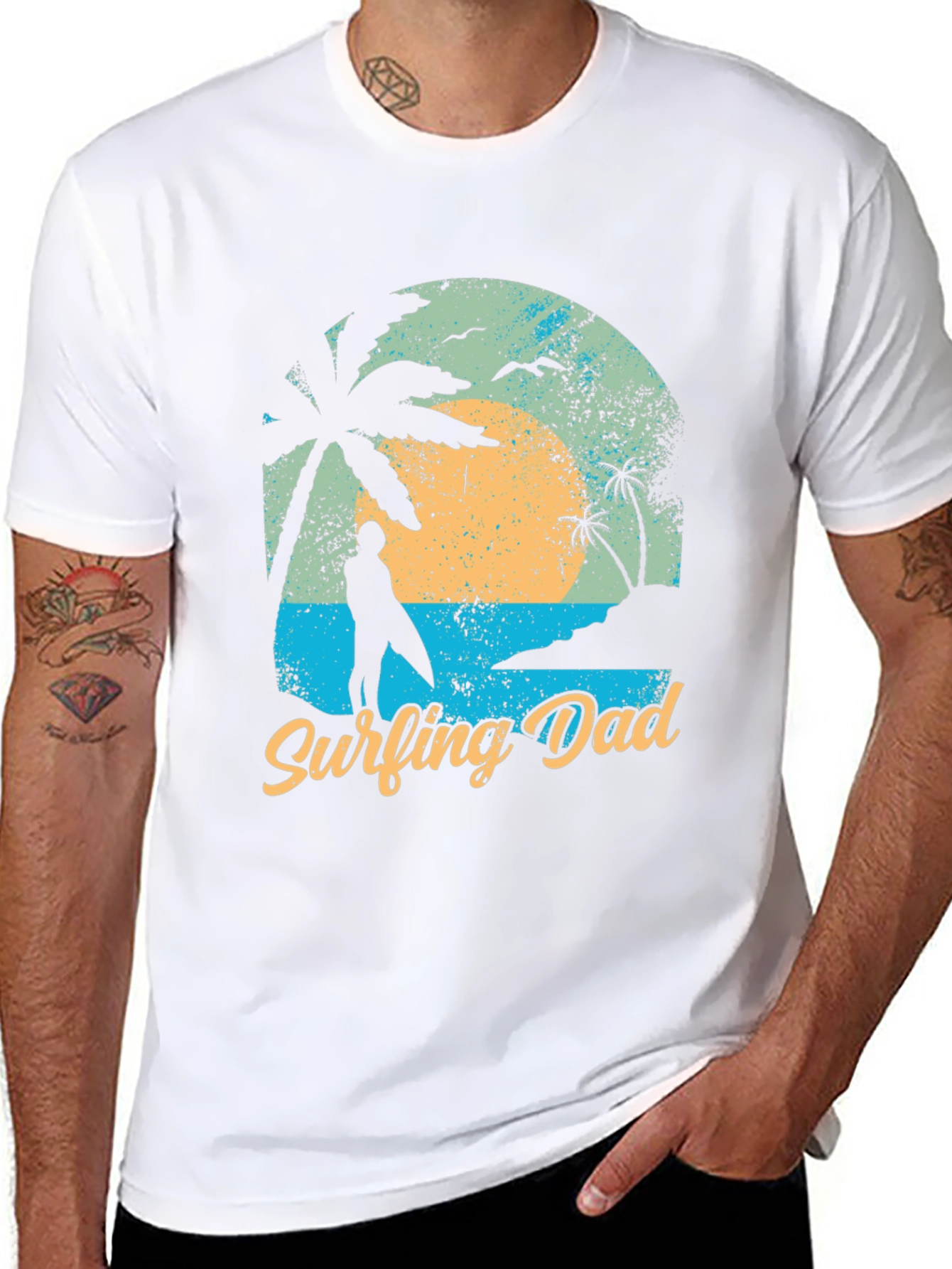 Surfing Dad Black Graphic Tee