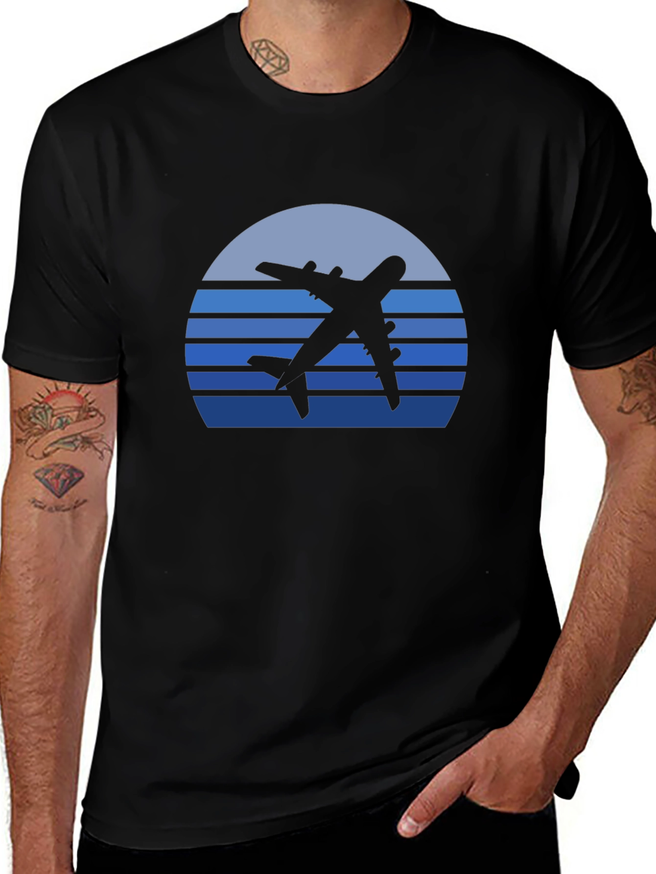 Retro Airplane Sunset Graphic Tee