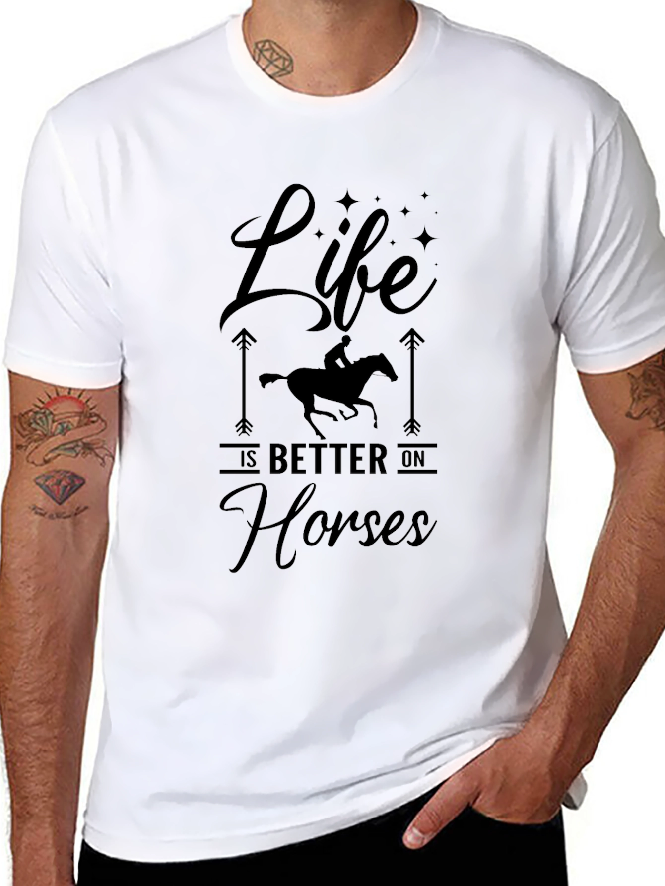 Life Is Better On Horses Black T-Shirt