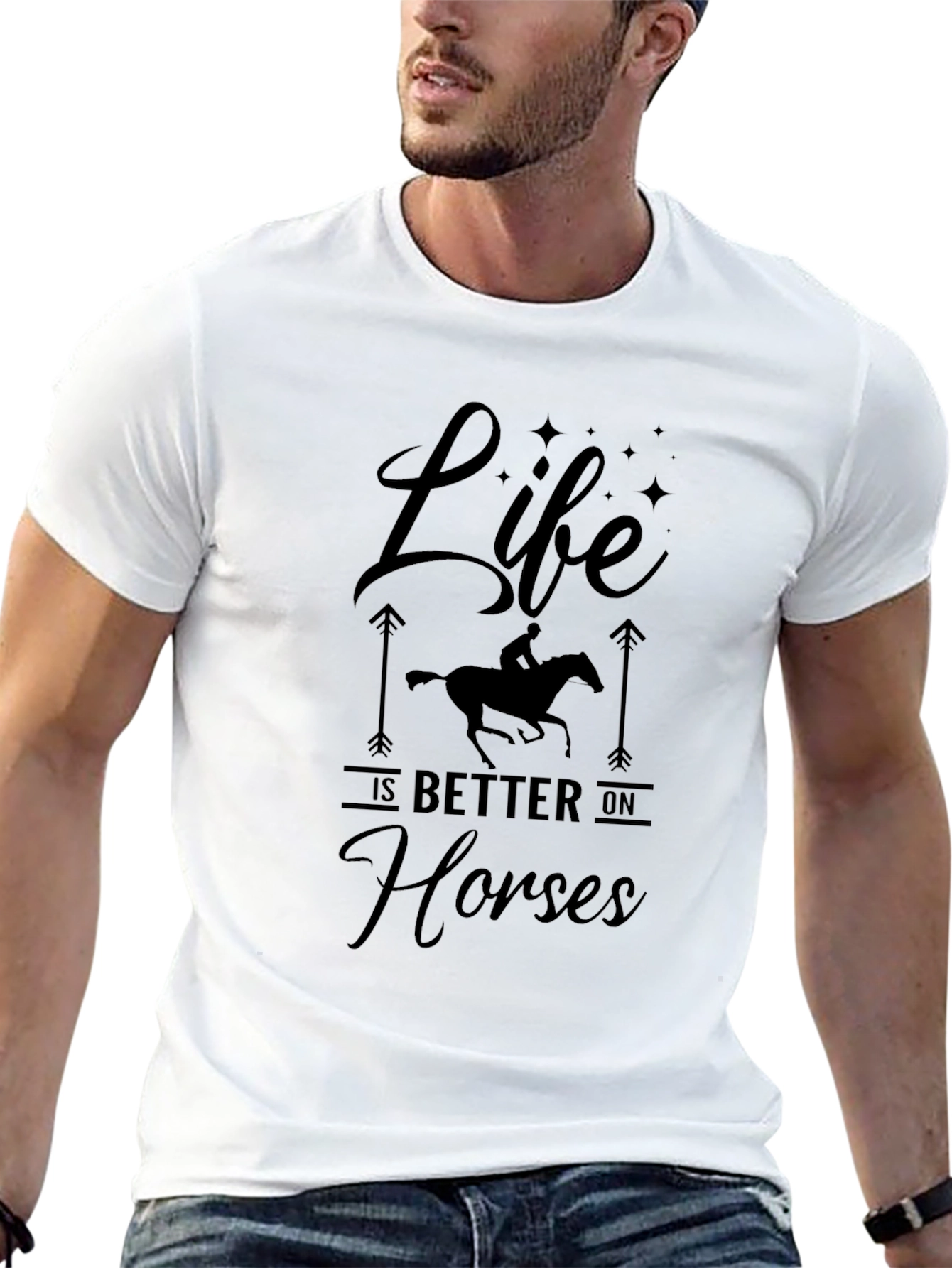 Life Is Better On Horses Black T-Shirt