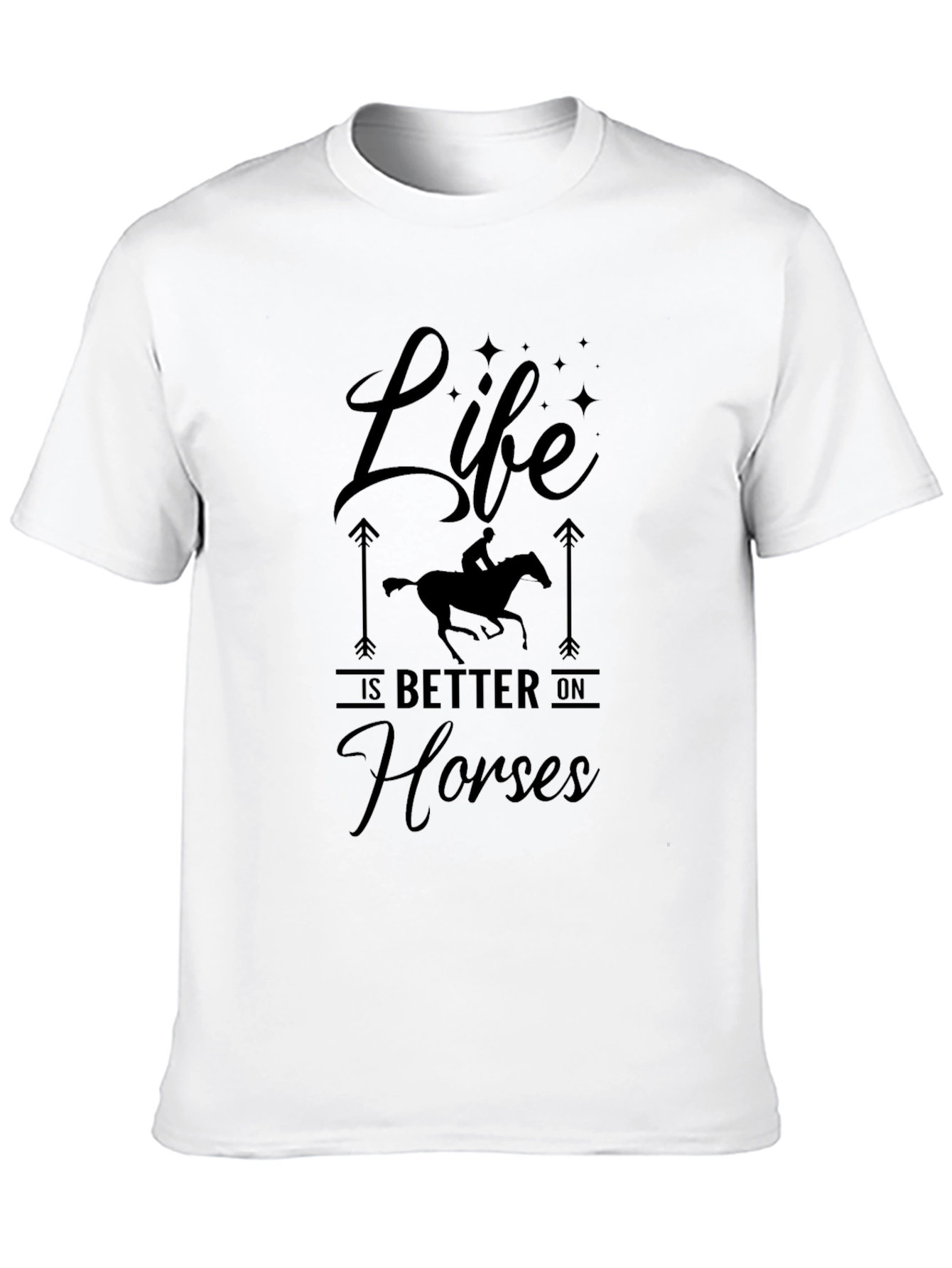 Life Is Better On Horses Black T-Shirt