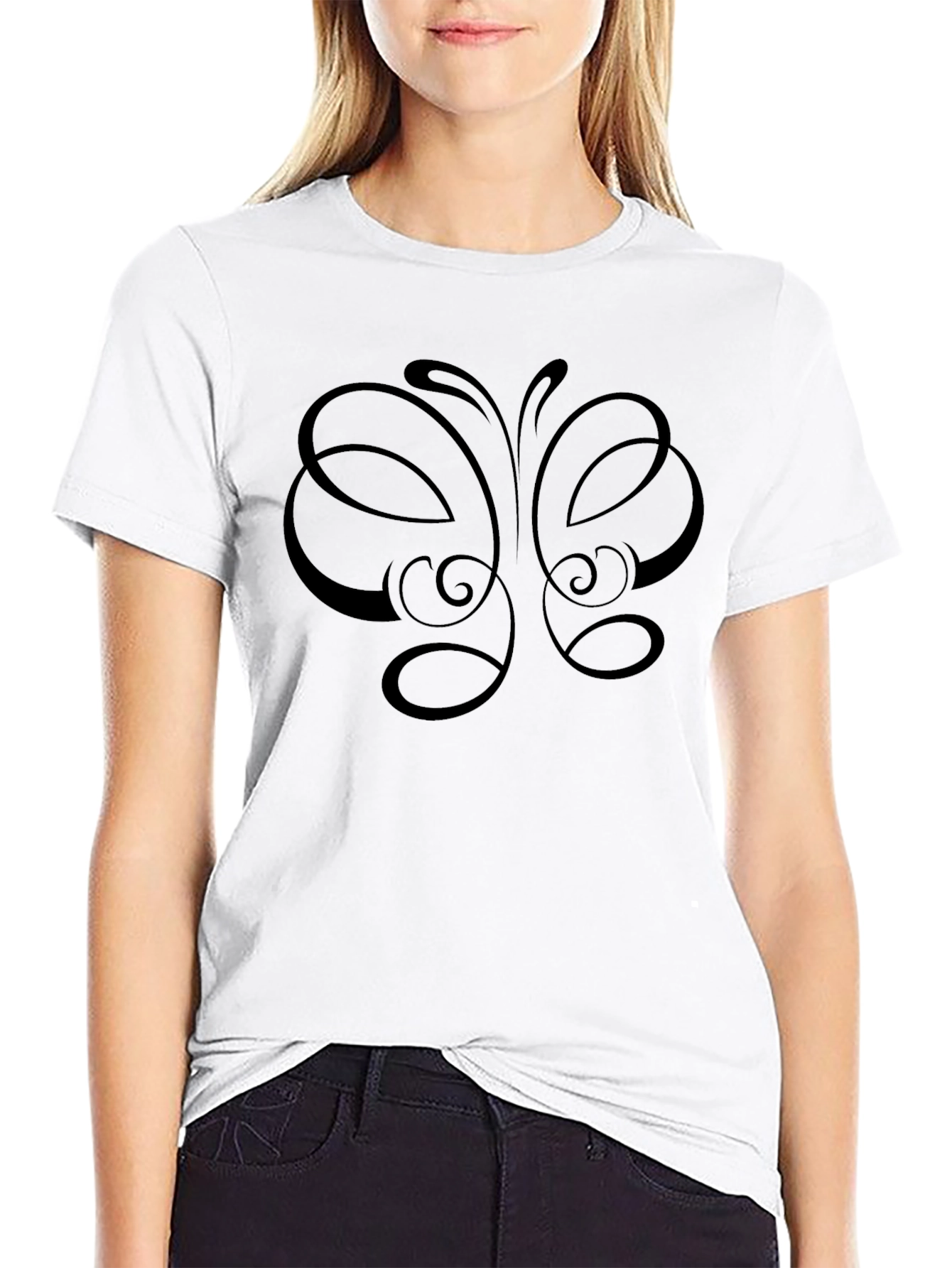 Stylish Black Butterfly Graphic T-Shirt