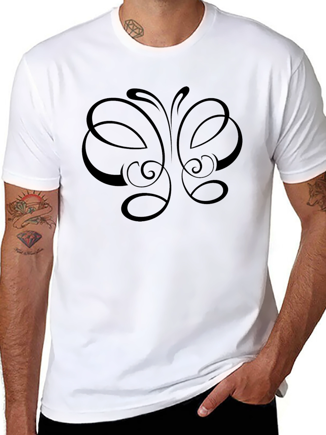 Stylish Black Butterfly Graphic T-Shirt