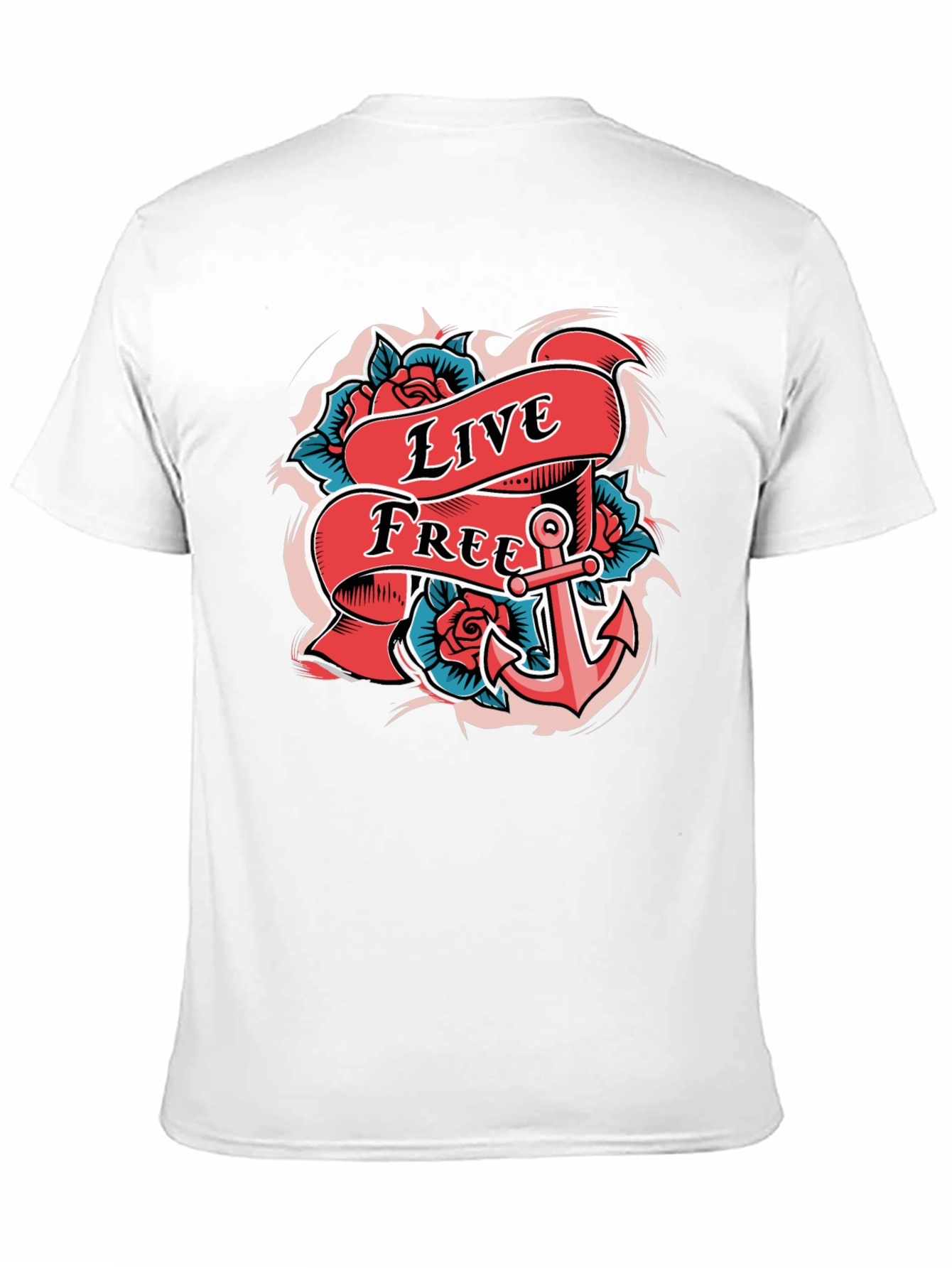 Live Free Anchor Tattoo Graphic T-Shirt