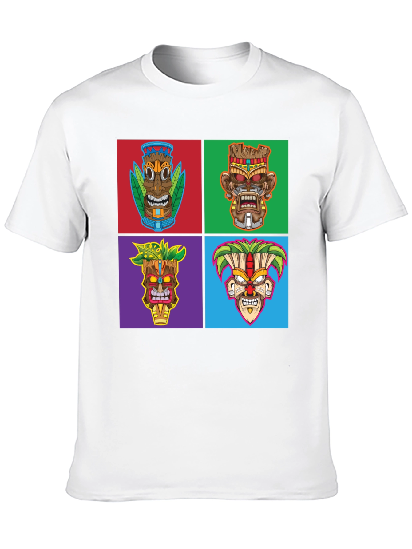 Tiki Masks Graphic Print Black T-Shirt