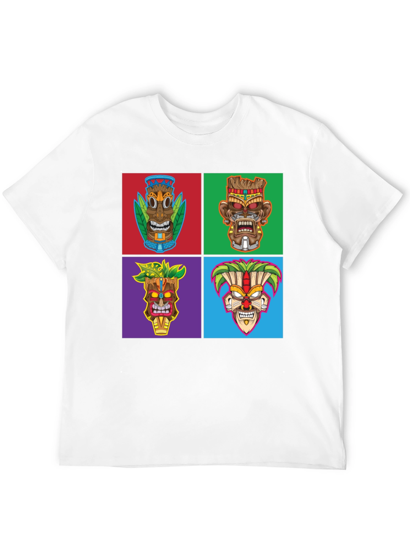 Tiki Masks Graphic Print Black T-Shirt