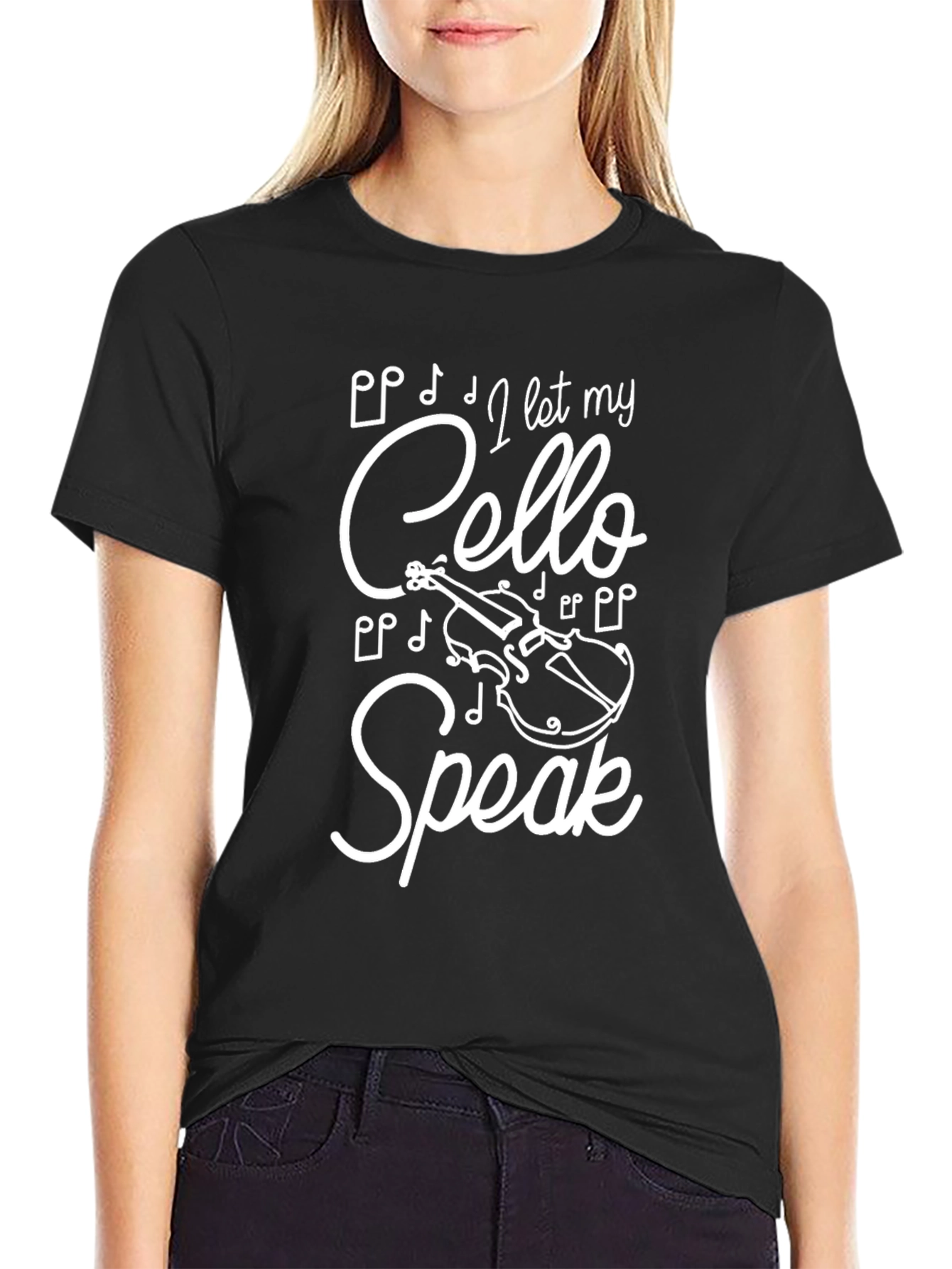 I Let My Cello Speak Black T-Shirt