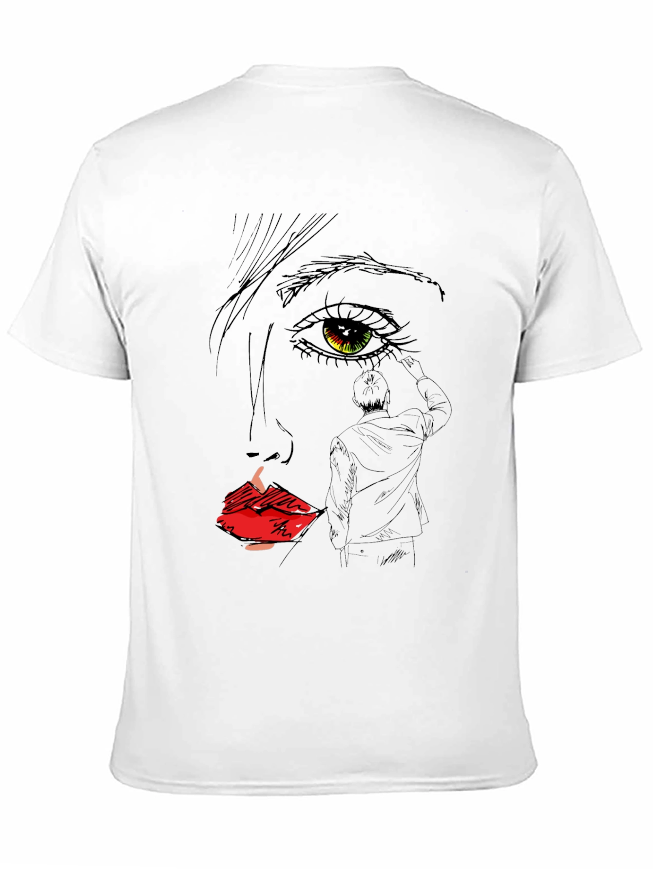 Artistic Face Sketch Graphic Tee - Black Unisex T-Shirt