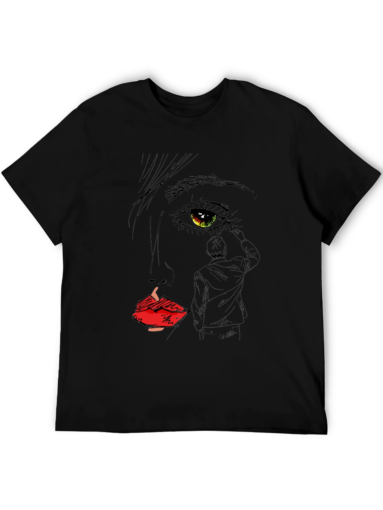 Artistic Face Sketch Graphic Tee - Black Unisex T-Shirt