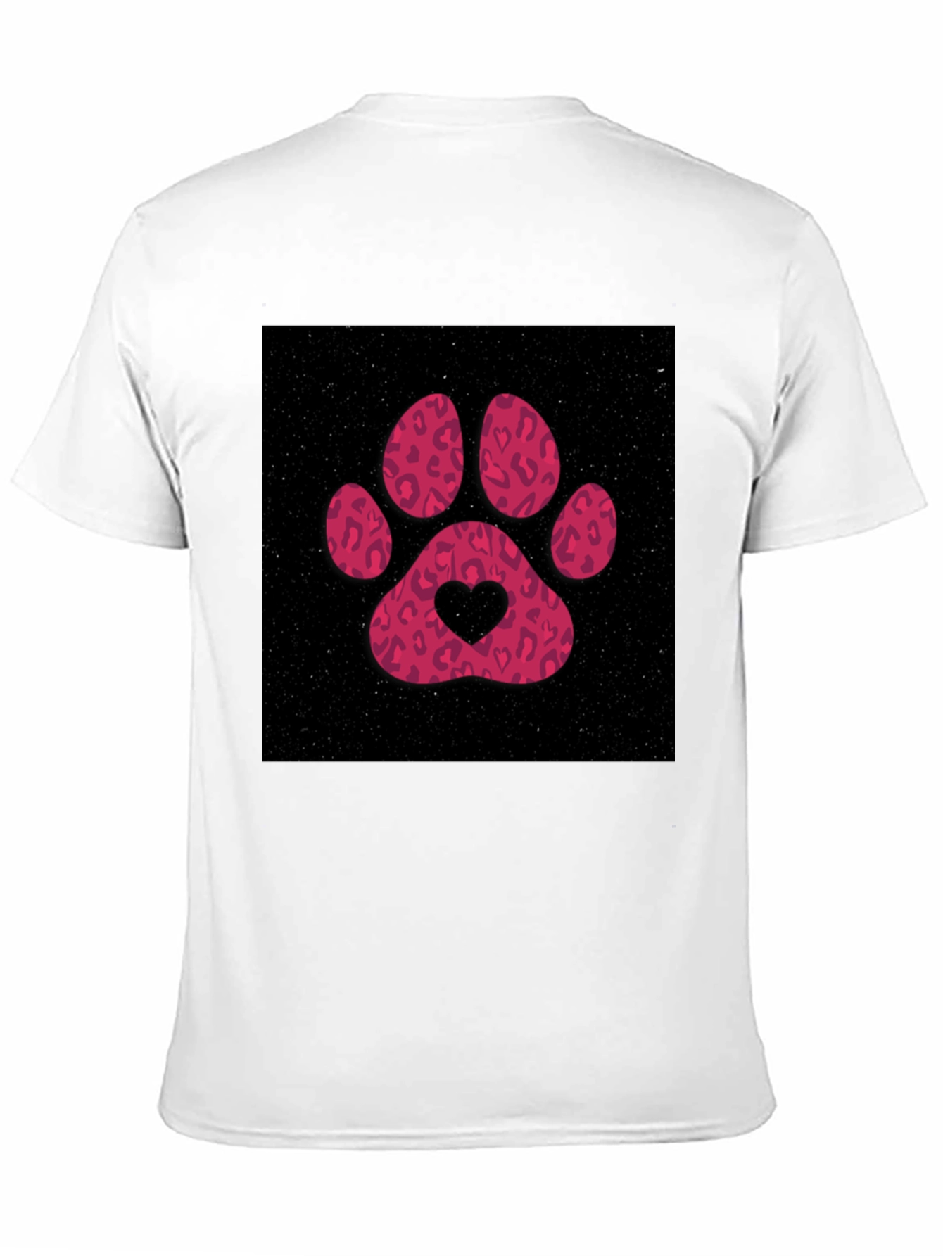 Paw Print Heart Graphic Tee - Casual Black T-Shirt