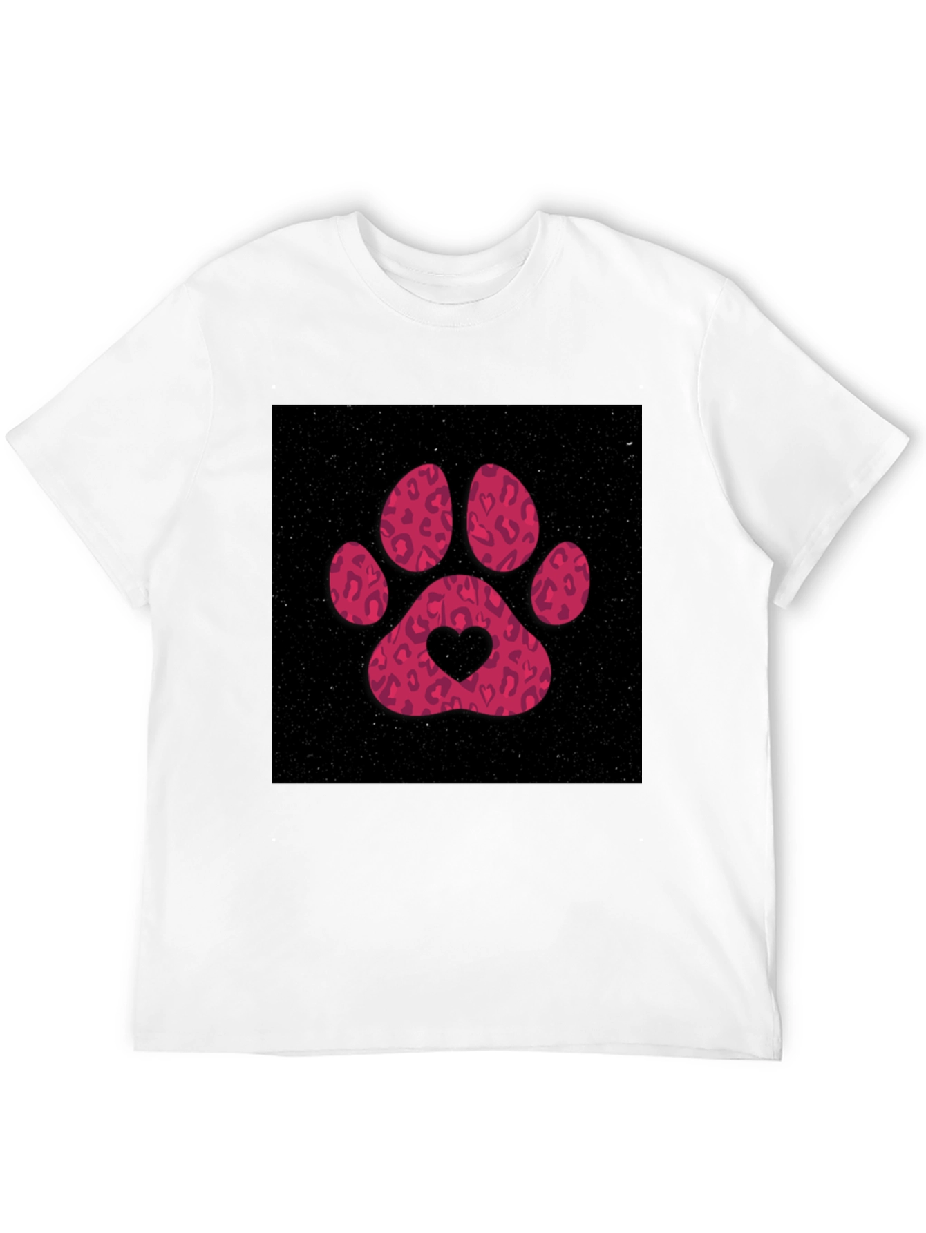 Paw Print Heart Graphic Tee - Casual Black T-Shirt