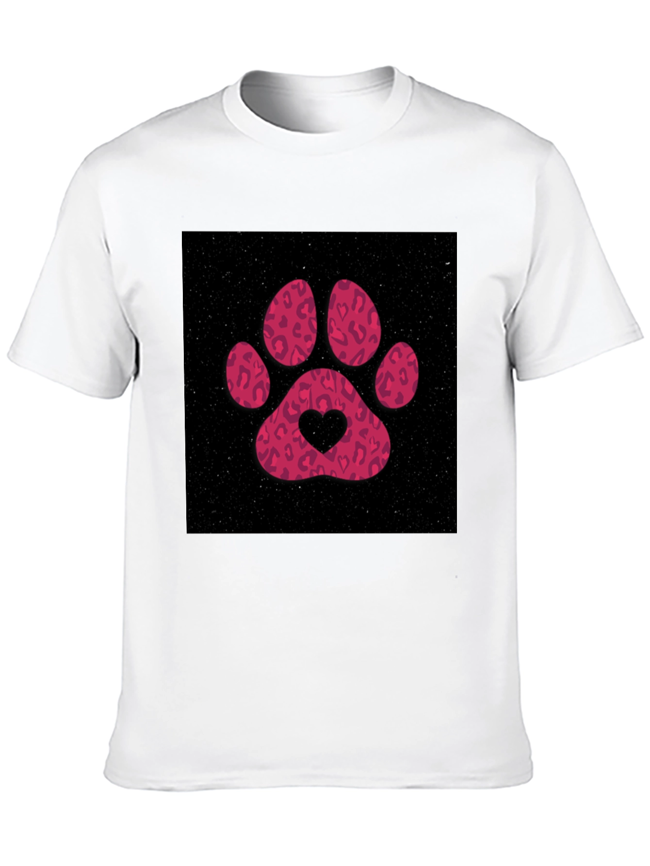 Paw Print Heart Graphic Tee - Casual Black T-Shirt
