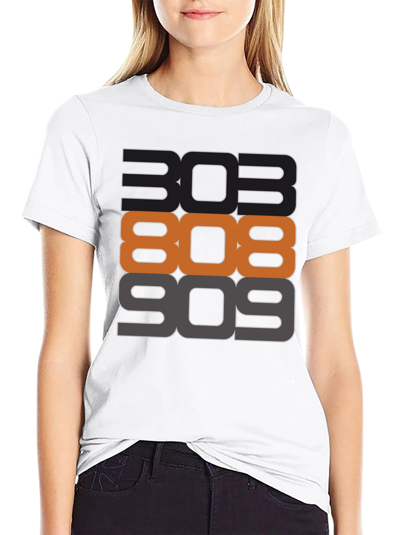 303 808 909 Black Graphic T-Shirt