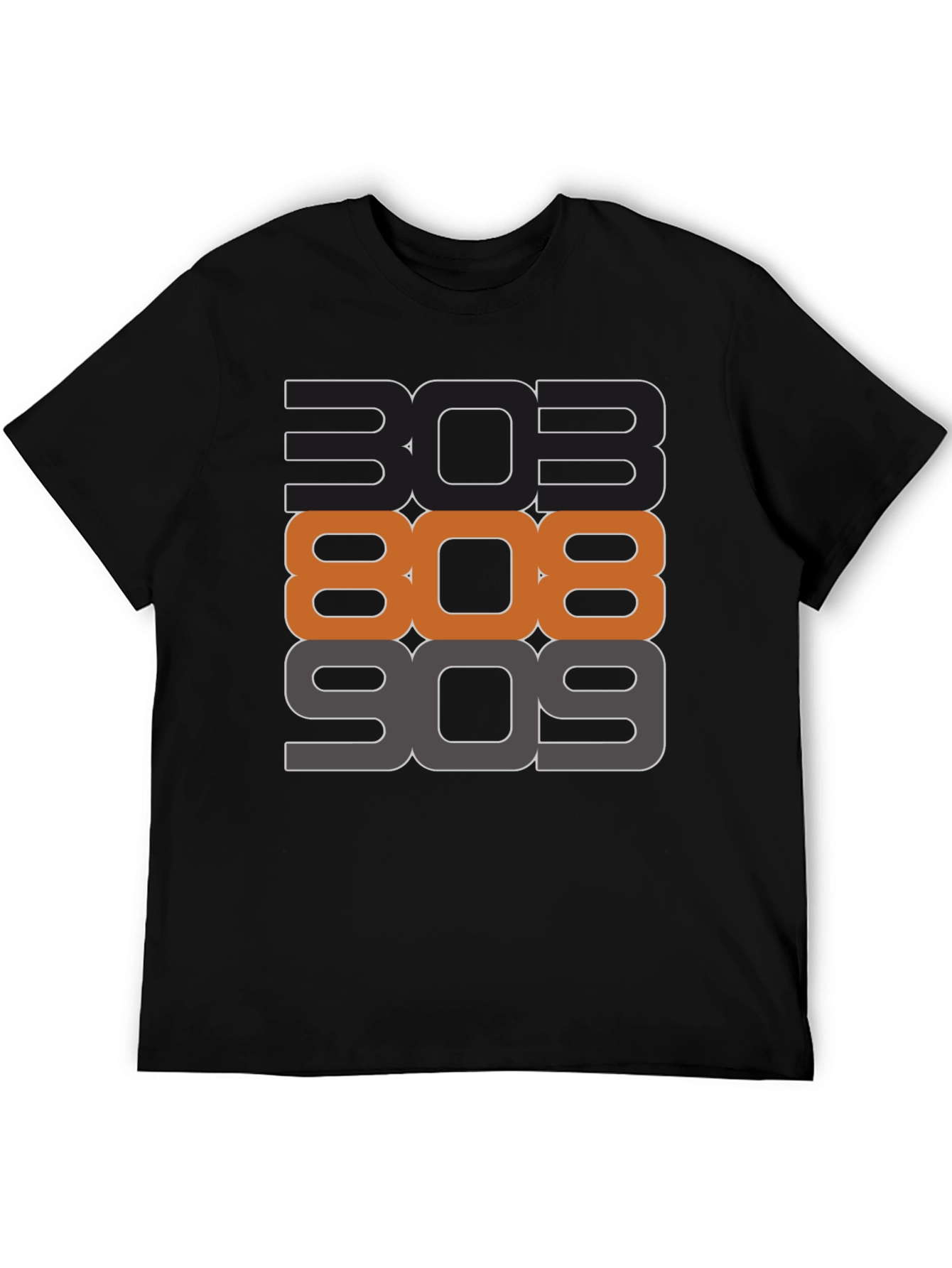 303 808 909 Black Graphic T-Shirt