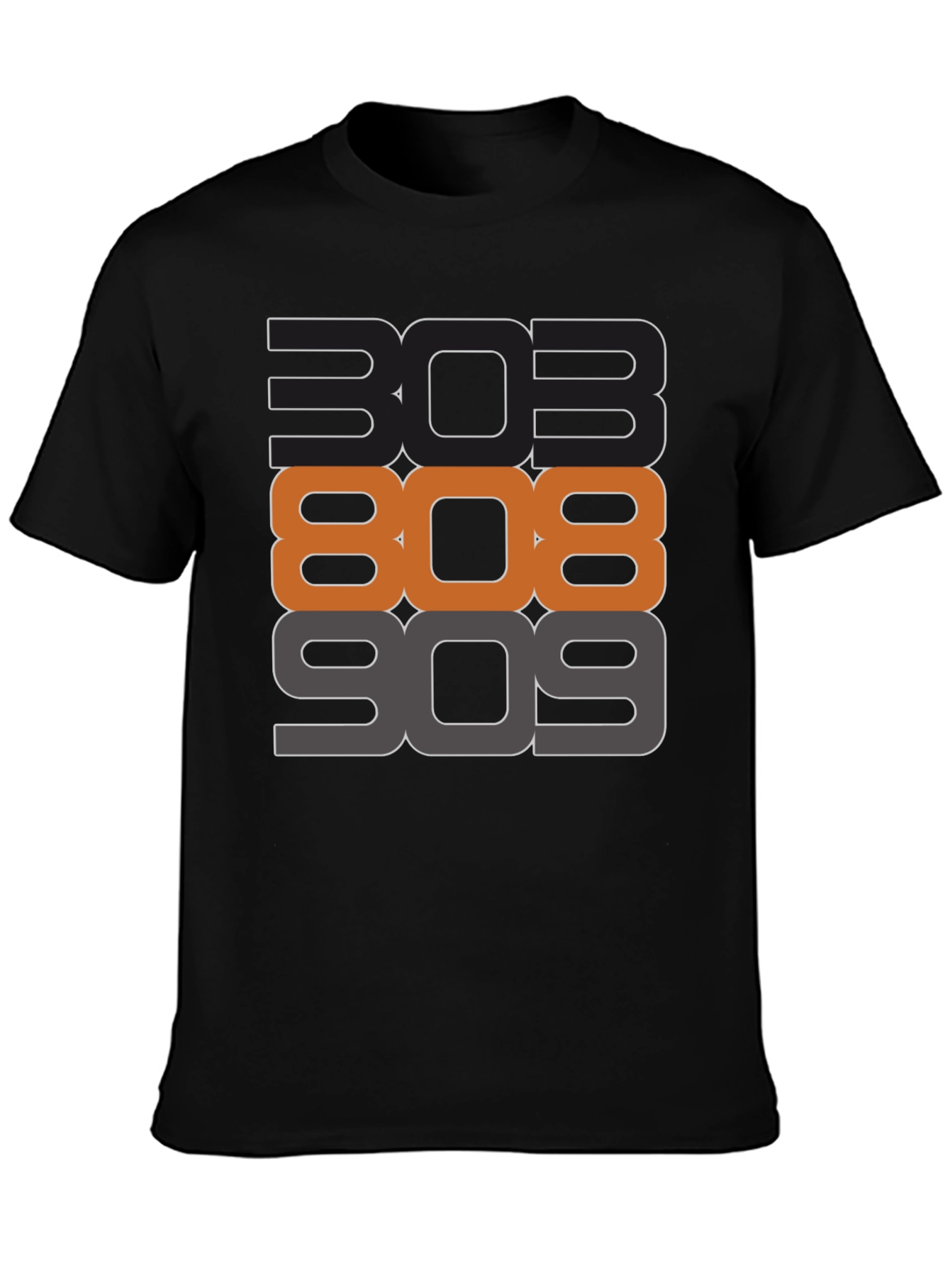 303 808 909 Black Graphic T-Shirt