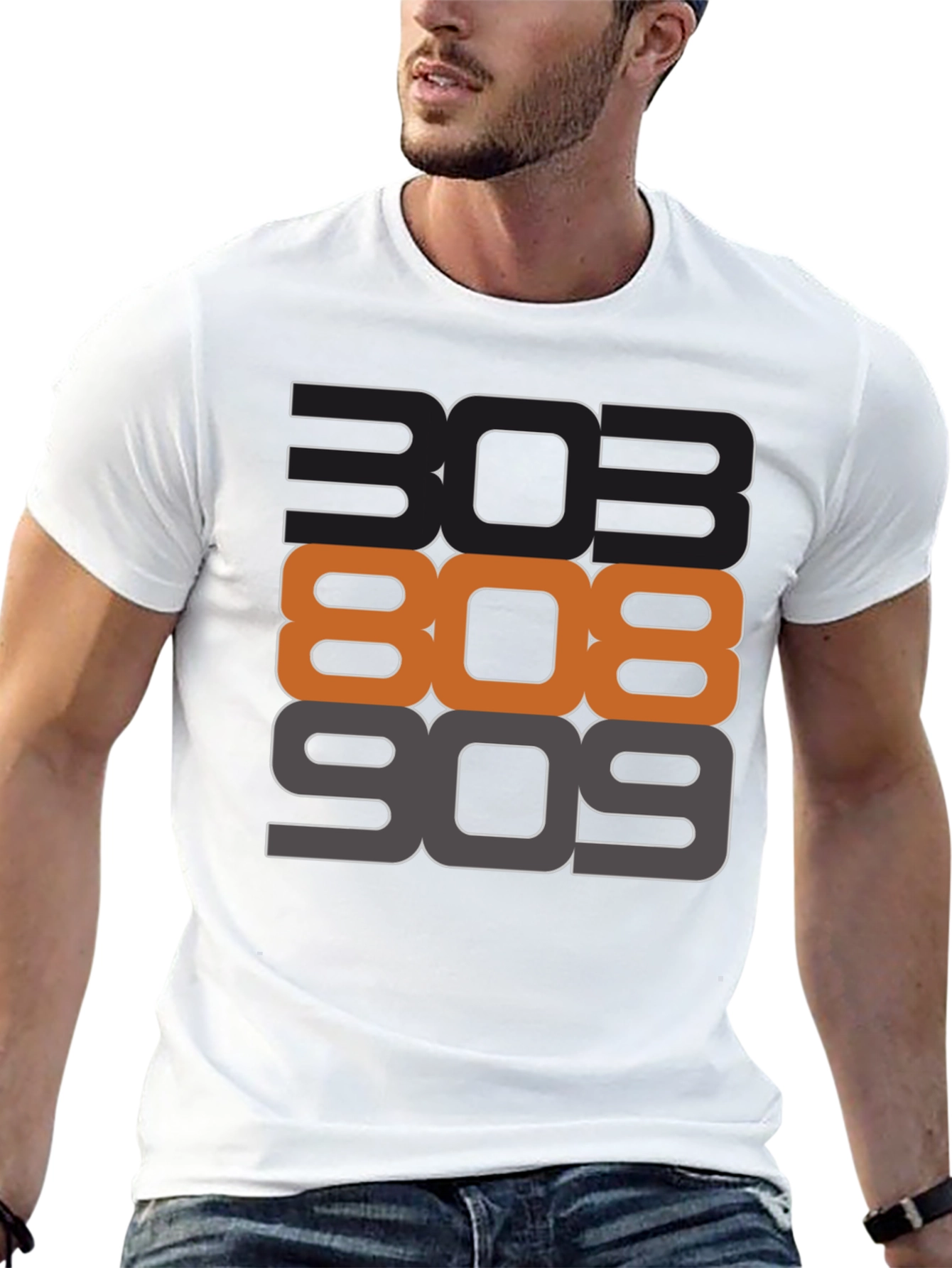 303 808 909 Black Graphic T-Shirt