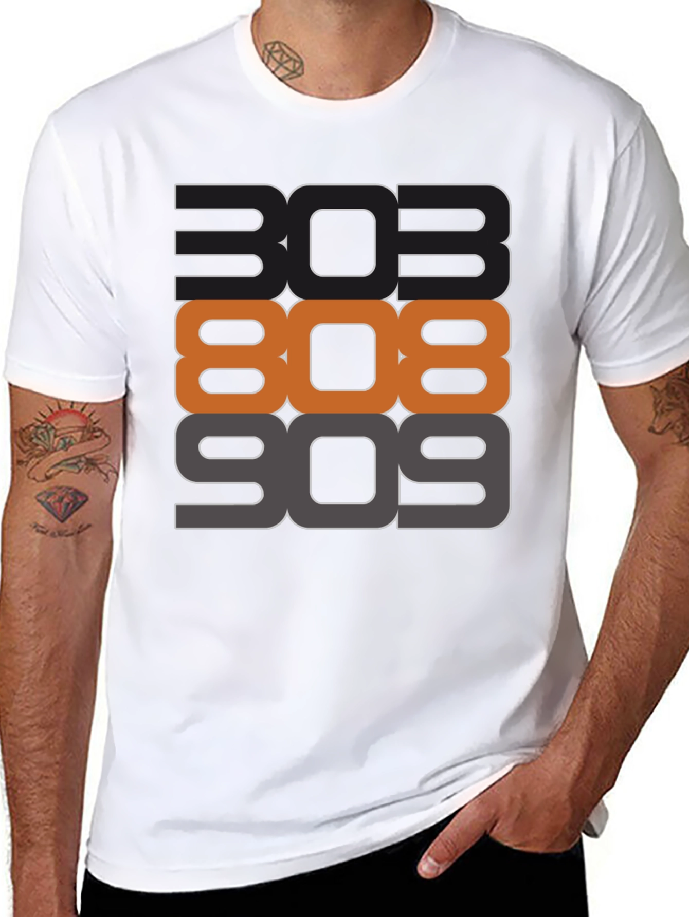303 808 909 Black Graphic T-Shirt