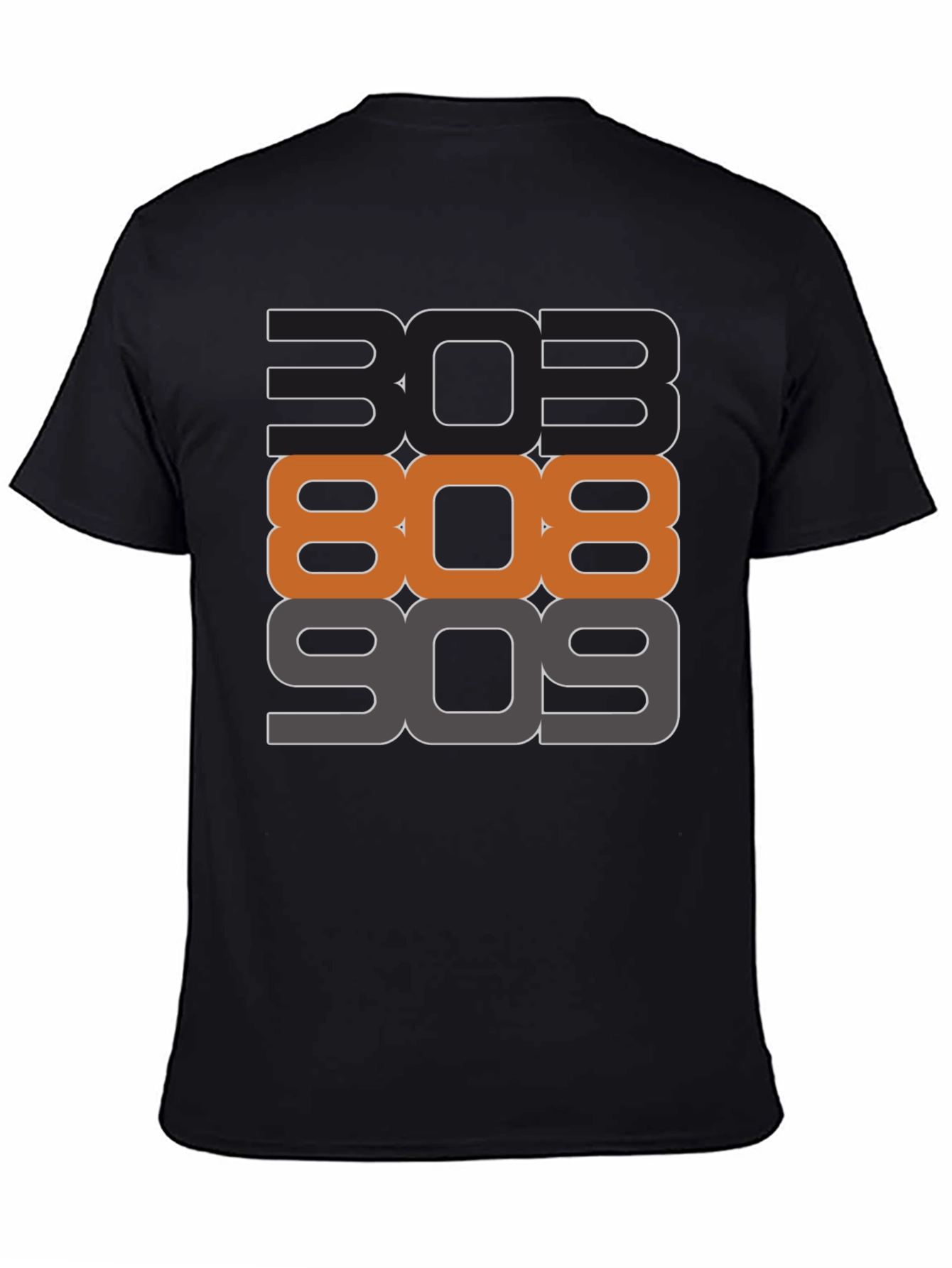 303 808 909 Black Graphic T-Shirt