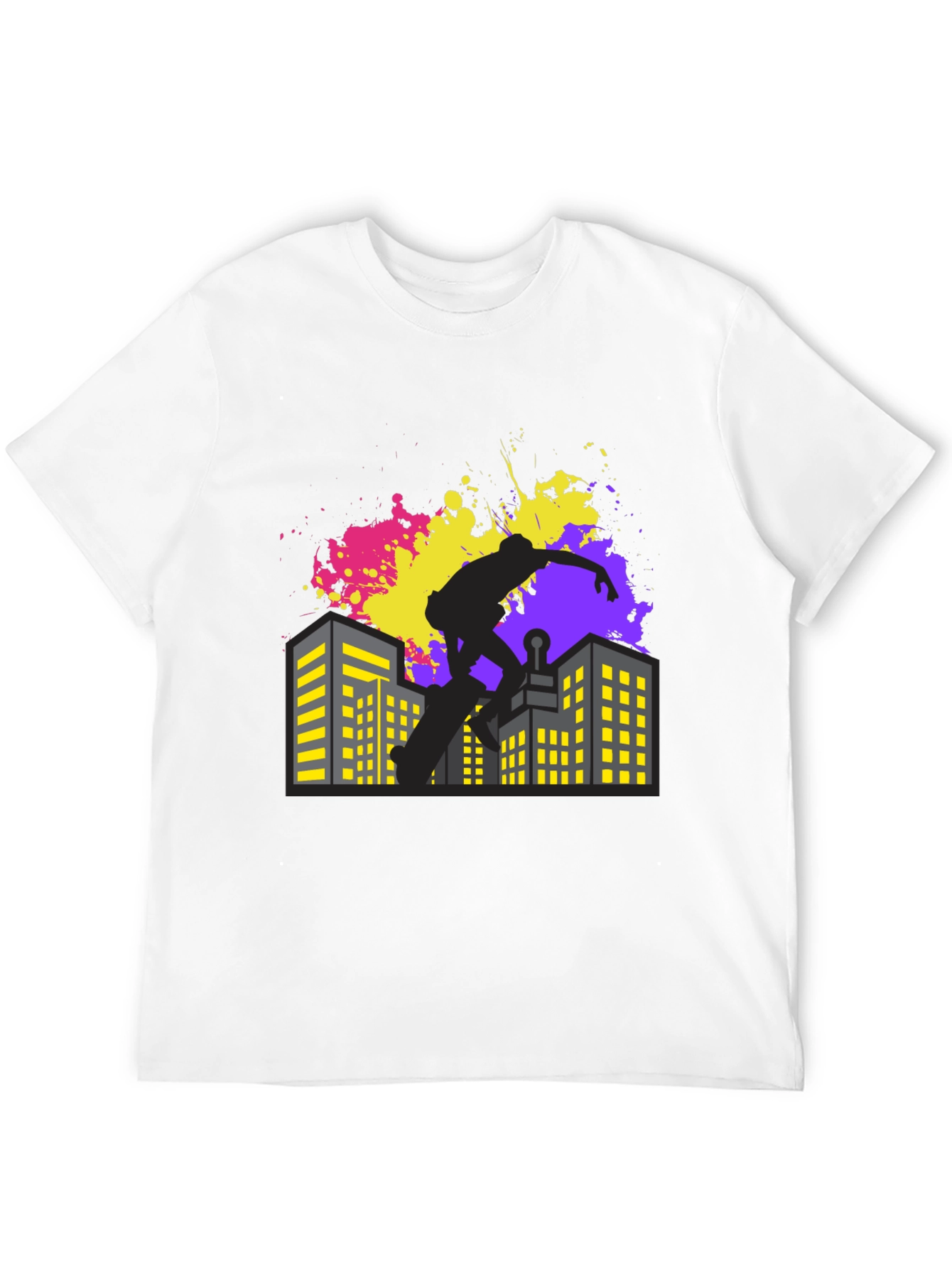 Skateboarding Cityscape Graphic Tee