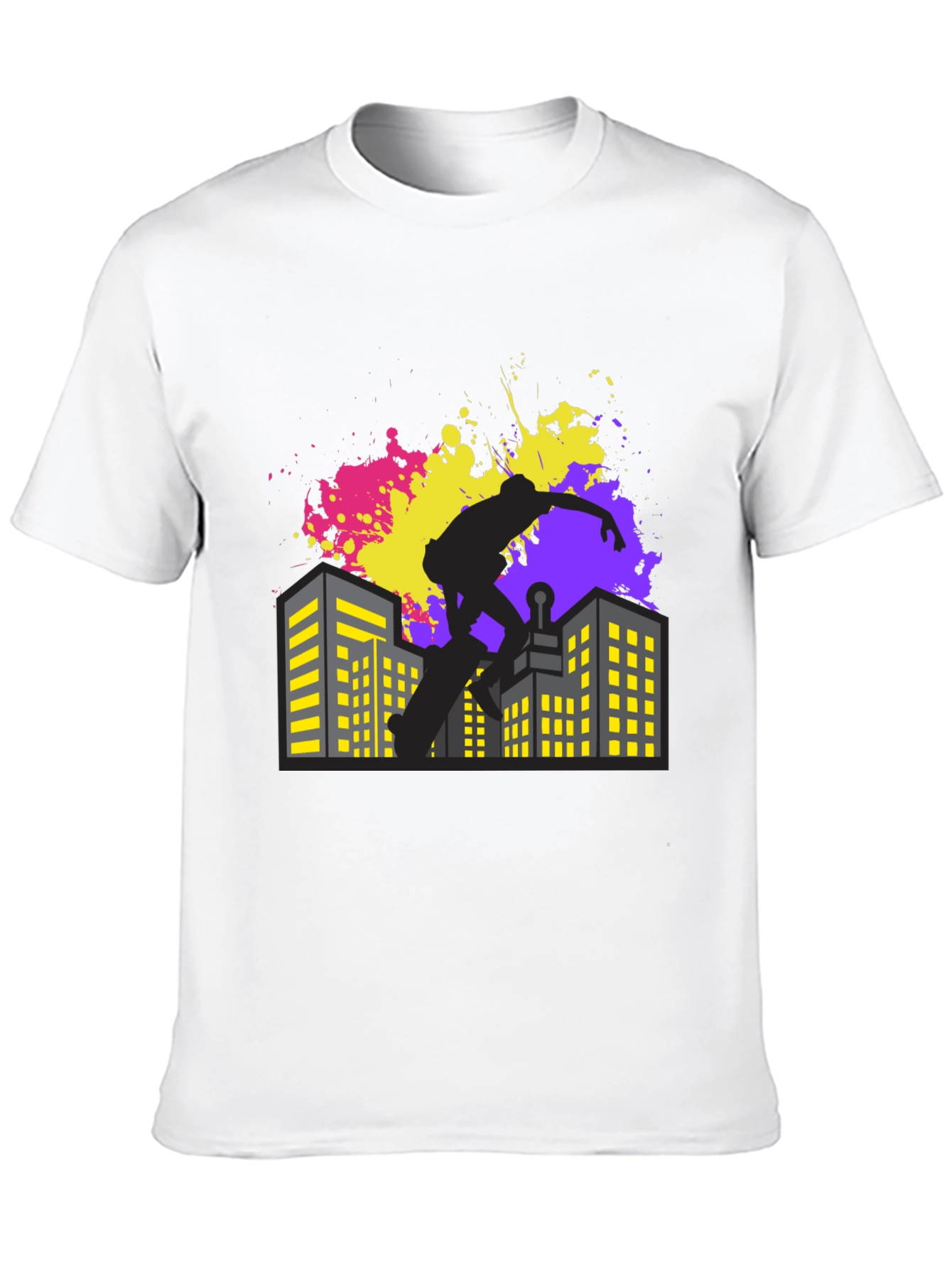 Skateboarding Cityscape Graphic Tee