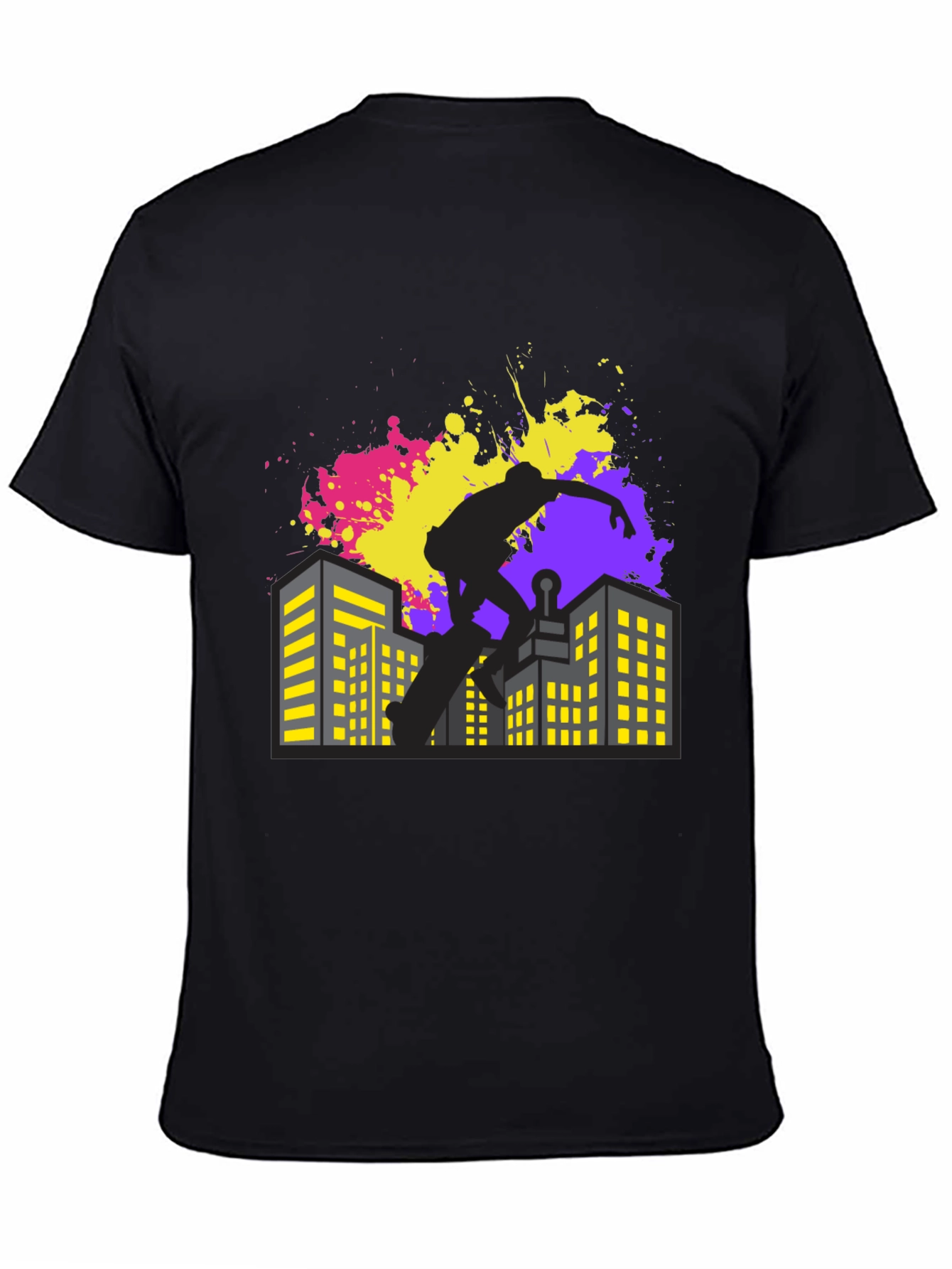 Skateboarding Cityscape Graphic Tee