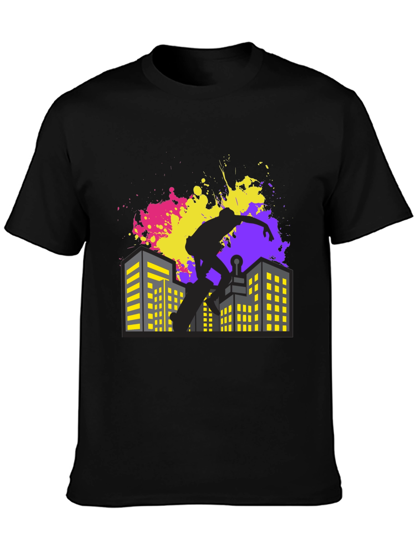 Skateboarding Cityscape Graphic Tee