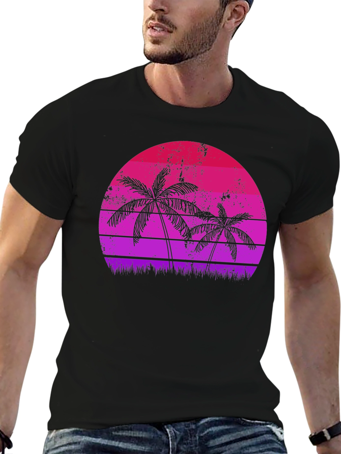 Retro Palm Tree Sunset Graphic Tee