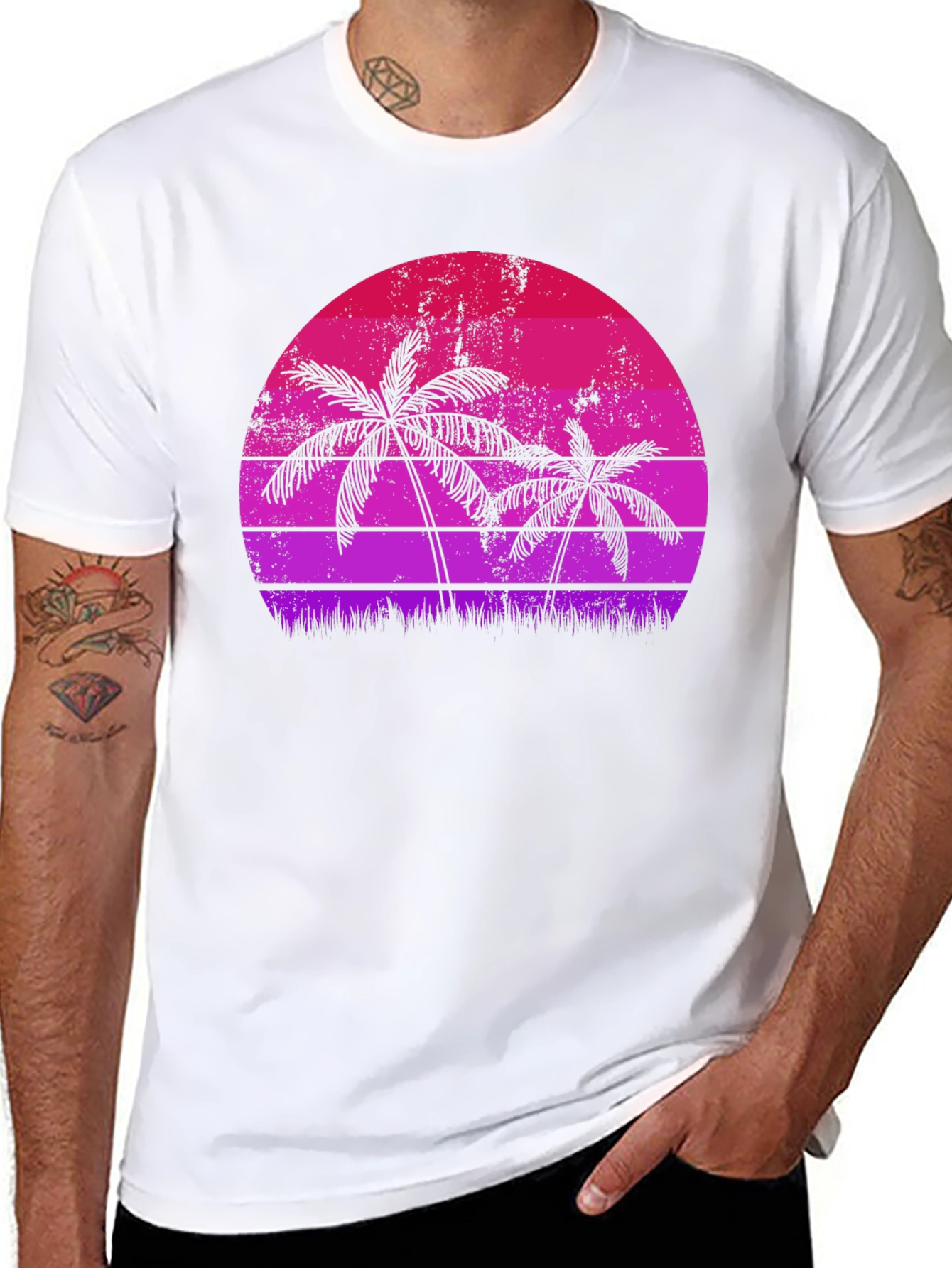 Retro Palm Tree Sunset Graphic Tee