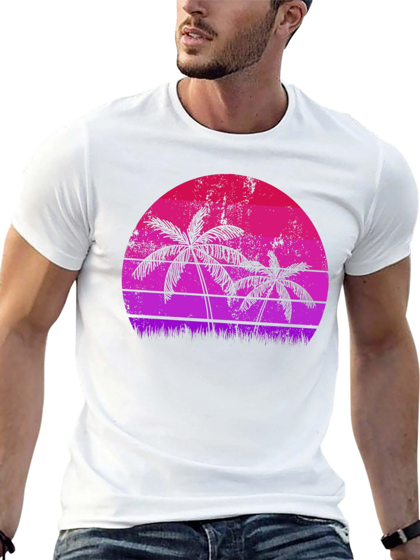 Retro Palm Tree Sunset Graphic Tee