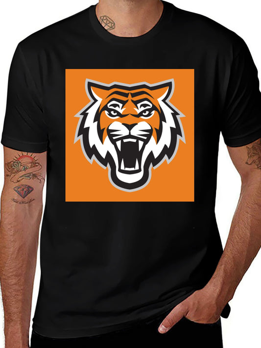 Tiger Mascot Graphic Tee - Bold Black T-Shirt