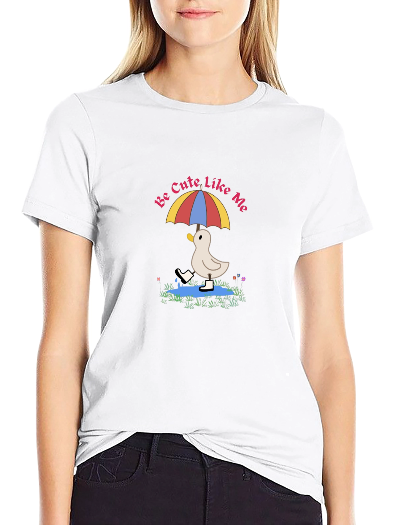 Cute Duckling Under Umbrella T-Shirt